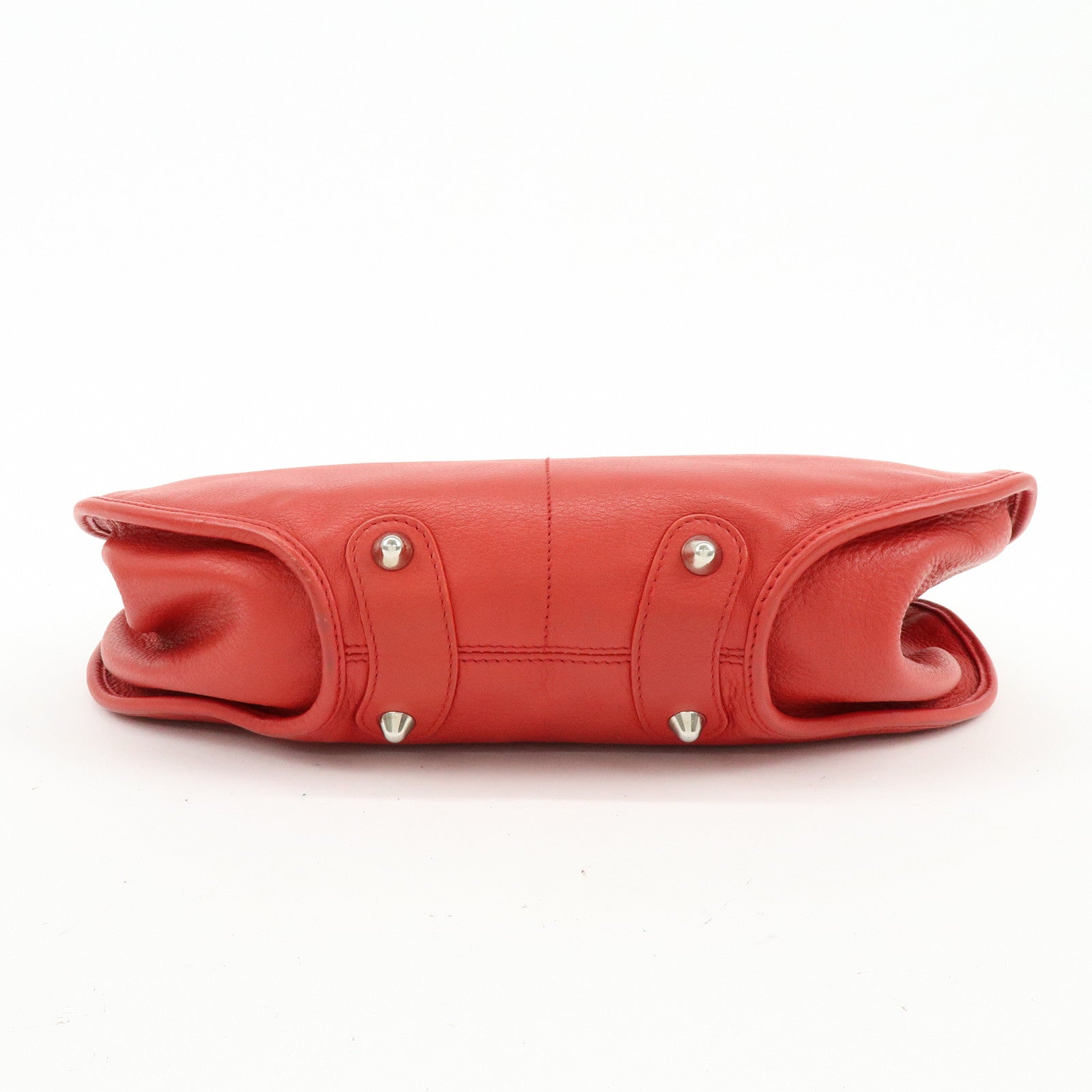Christian Dior Leather Shoulder Bag Hand Bag D-charm Red