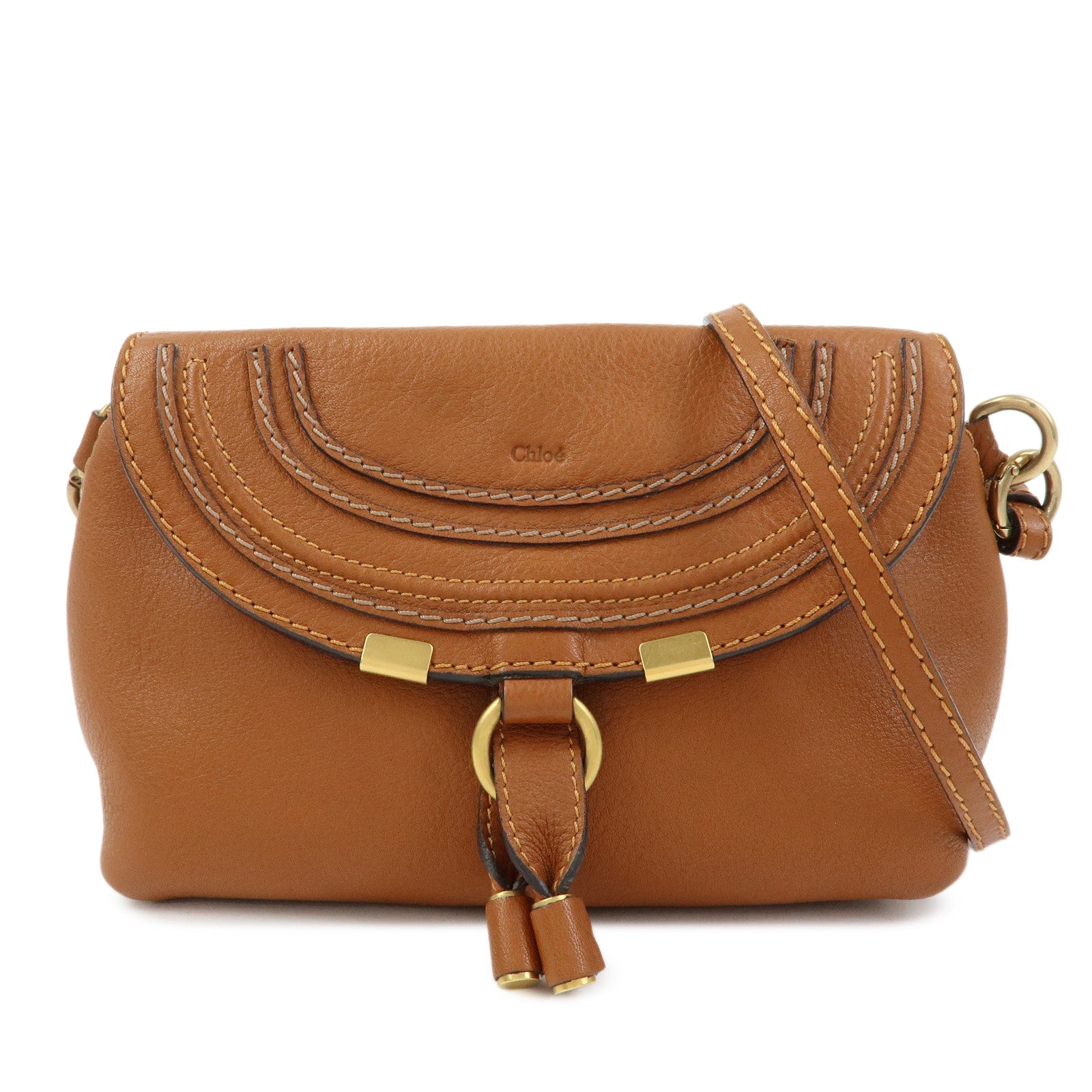 Chloe Marcie Leather Shoulder Bag Crossbody Bag Brown