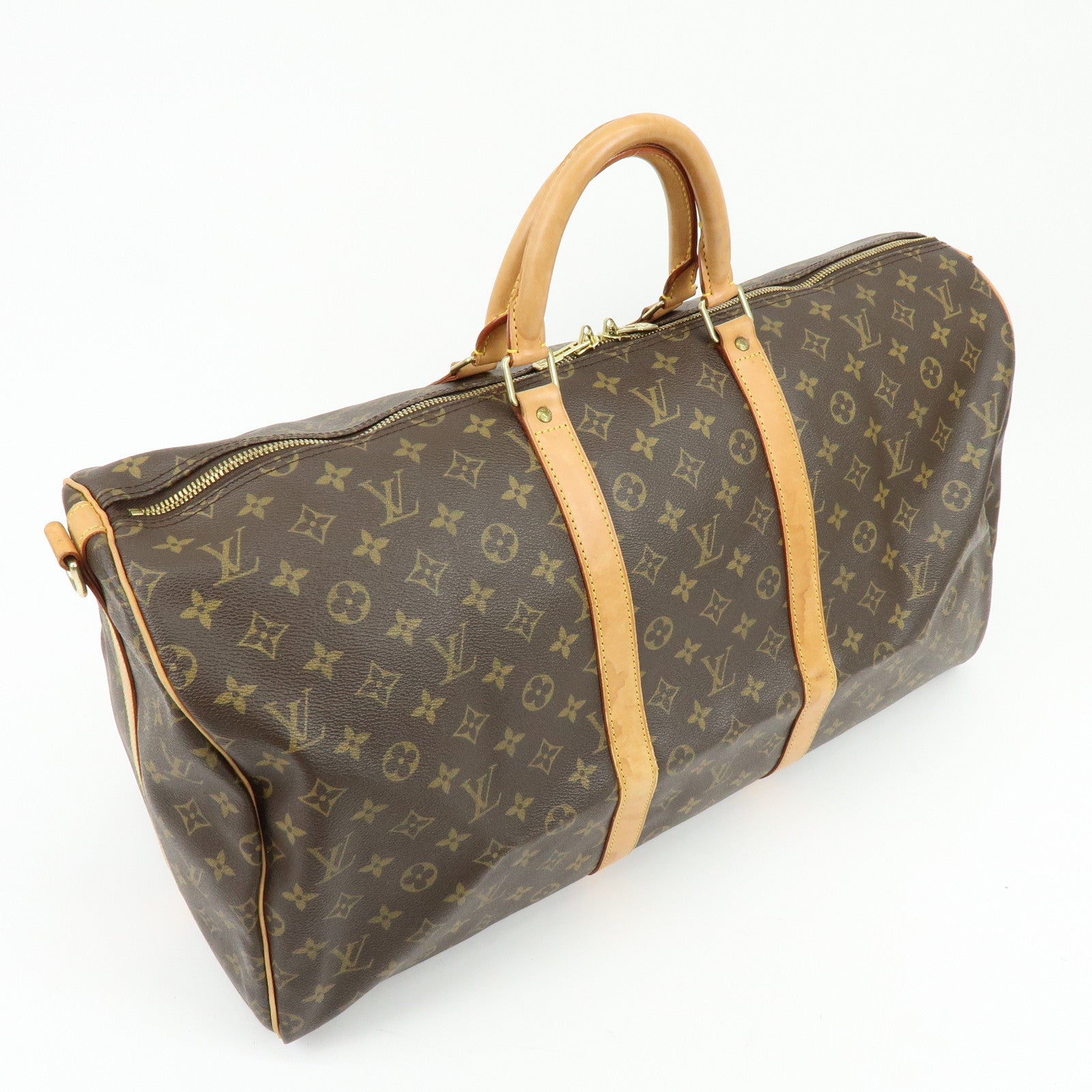 Louis Vuitton Monogram Keep All Bandouliere 55 Boston Bag Brown M41414
