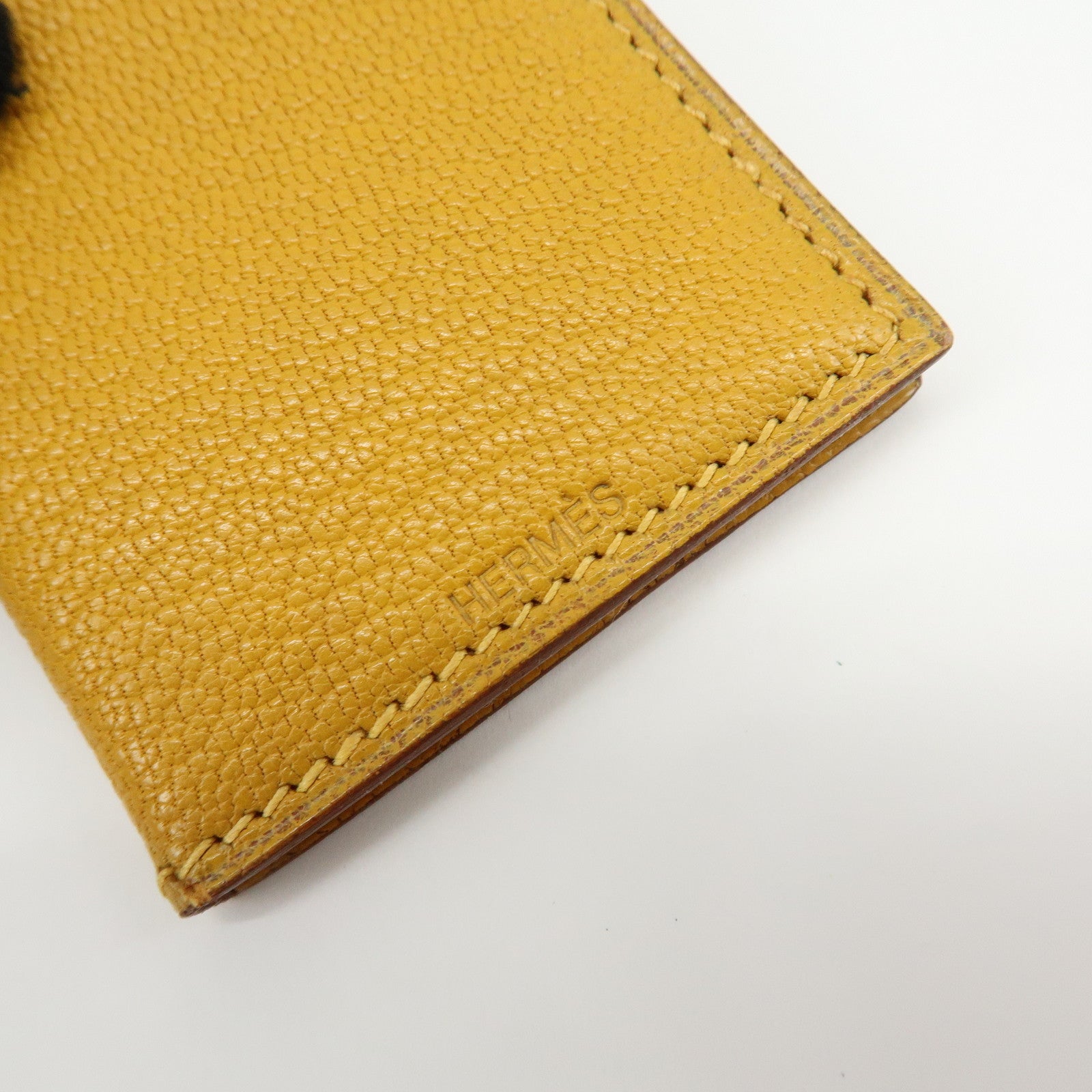 HERMES Leather Mini Photo Case Yellow □F Stamp 2002