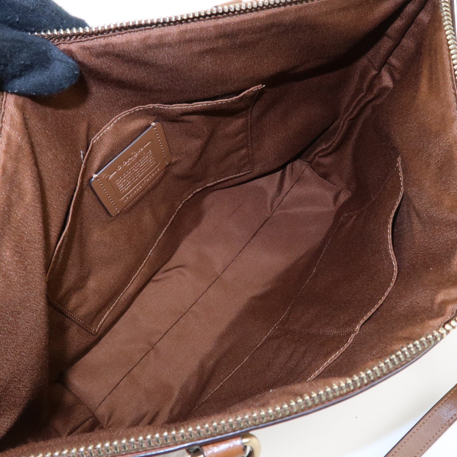 COACH Signature PVC Leather Tote Bag Hand Bag Brown F29208