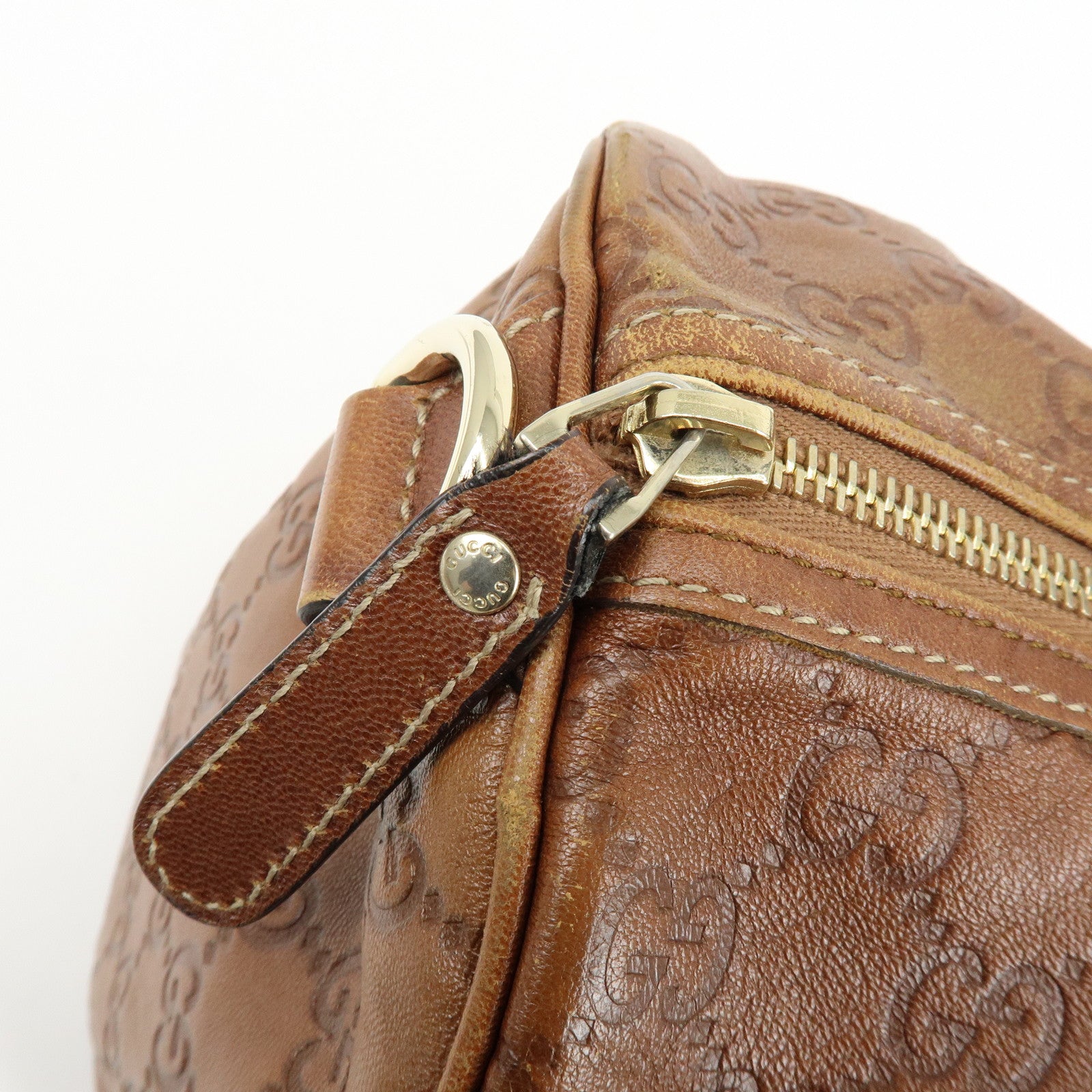 GUCCI Guccissima Leather Boston Bag Hand Bag Brown 193603