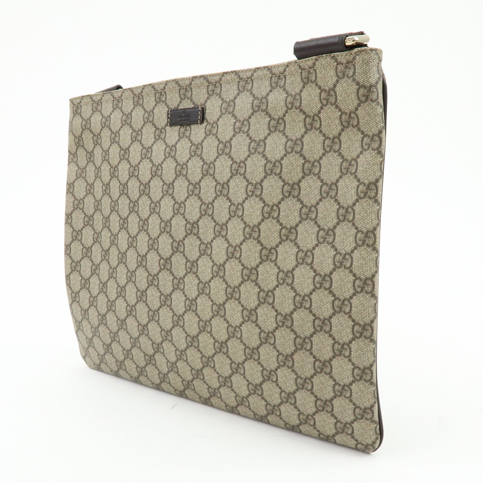 GUCCI GG Supreme Leather Shoulder Bag Crossbody Bag Brown Beige 201446