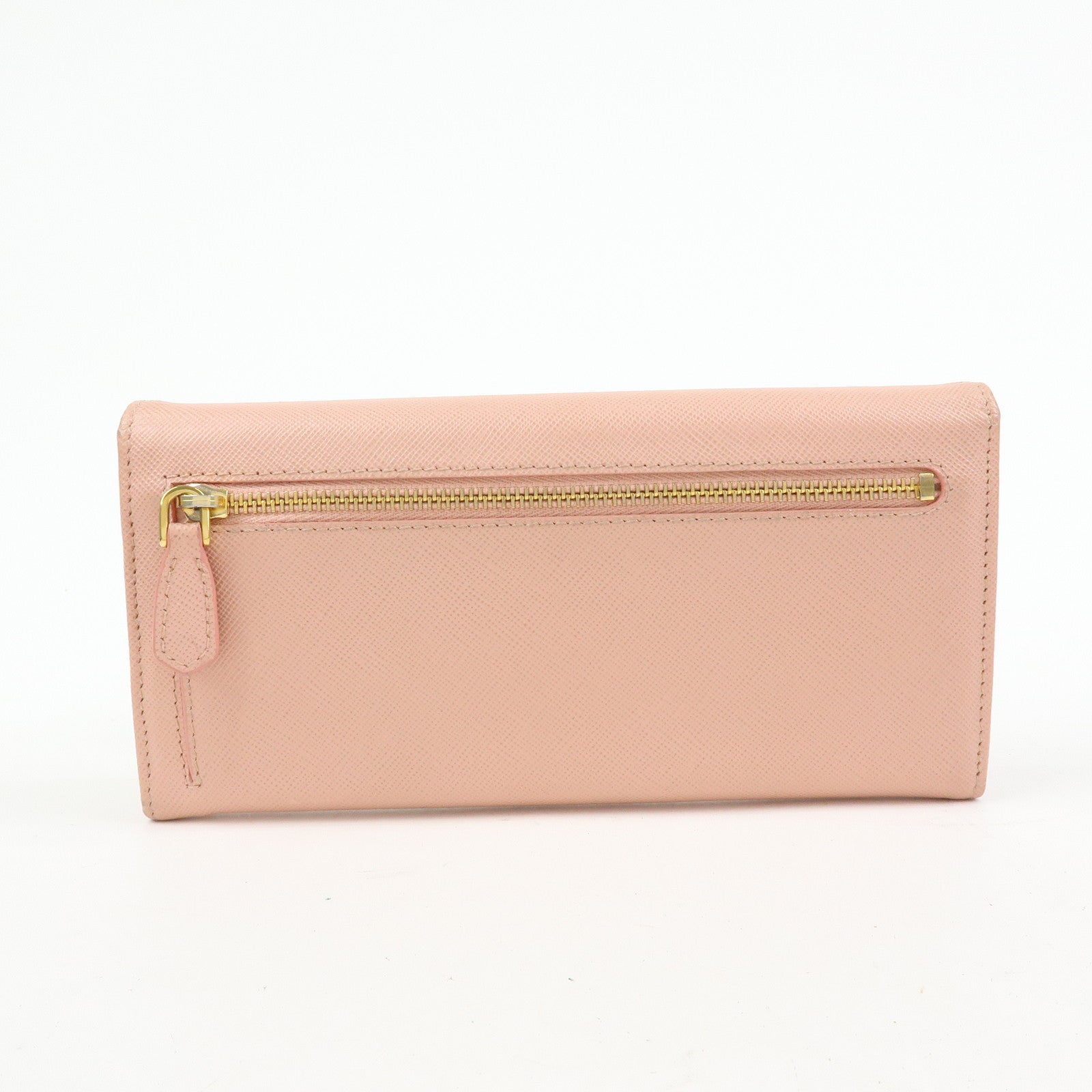 PRADA Logo Ribbon Saffiano Leather Long Wallet Pink 1M1132