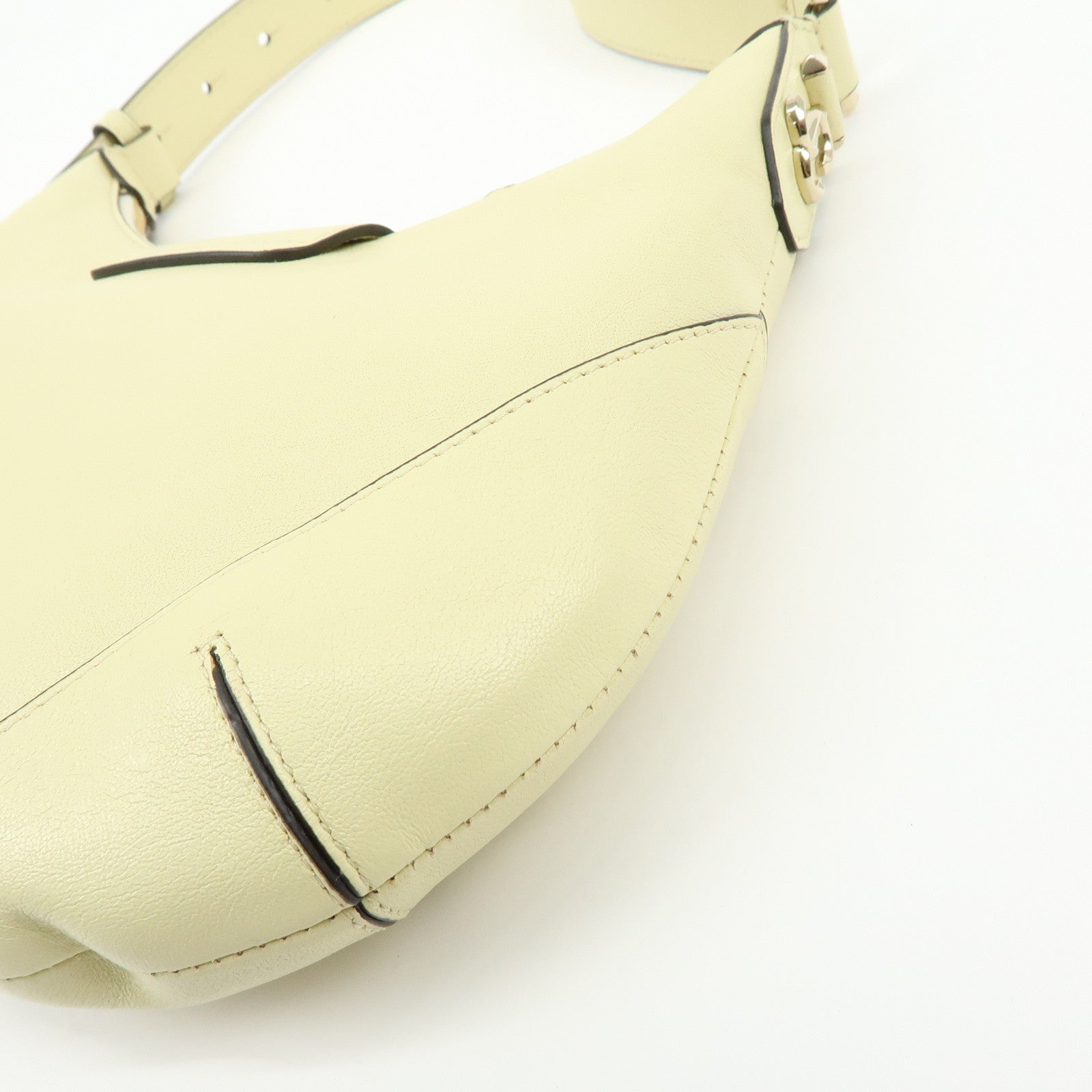 JIMMY CHOO Flap Leather Hand Bag Shoulder Bag Yellow Beige