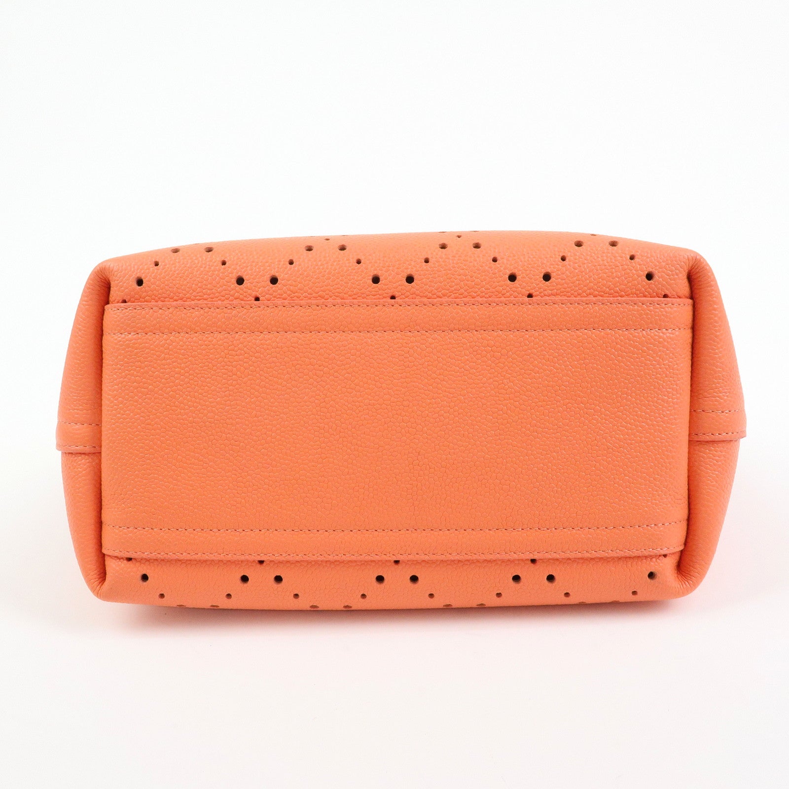 CHANEL COCO Mark Caviarskin Chain Shoulder Bag Hand Bag Orange