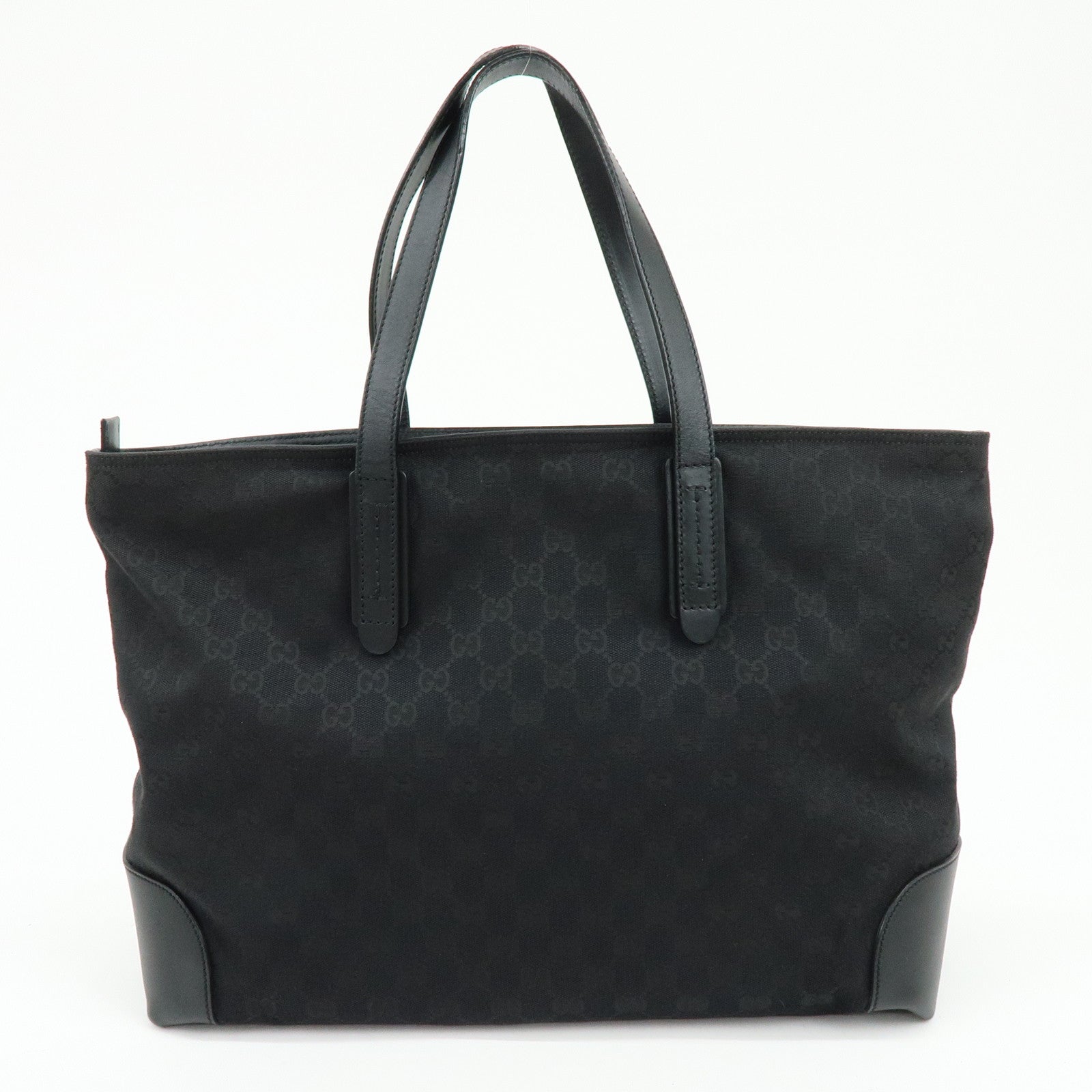 GUCCI Sherry GG Canvas Leather Tote Bag Shoulder Bag Black 308928