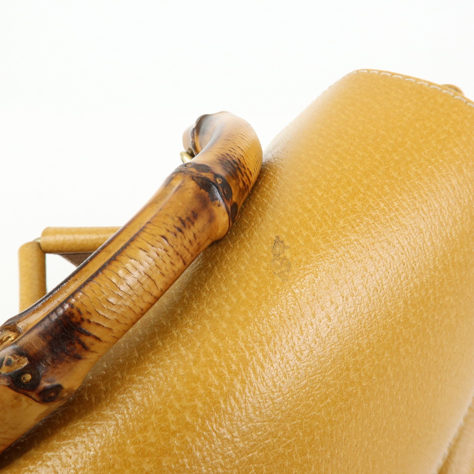 GUCCI Bamboo Leather Backpack Rucksack Mustard 003 1998 0016