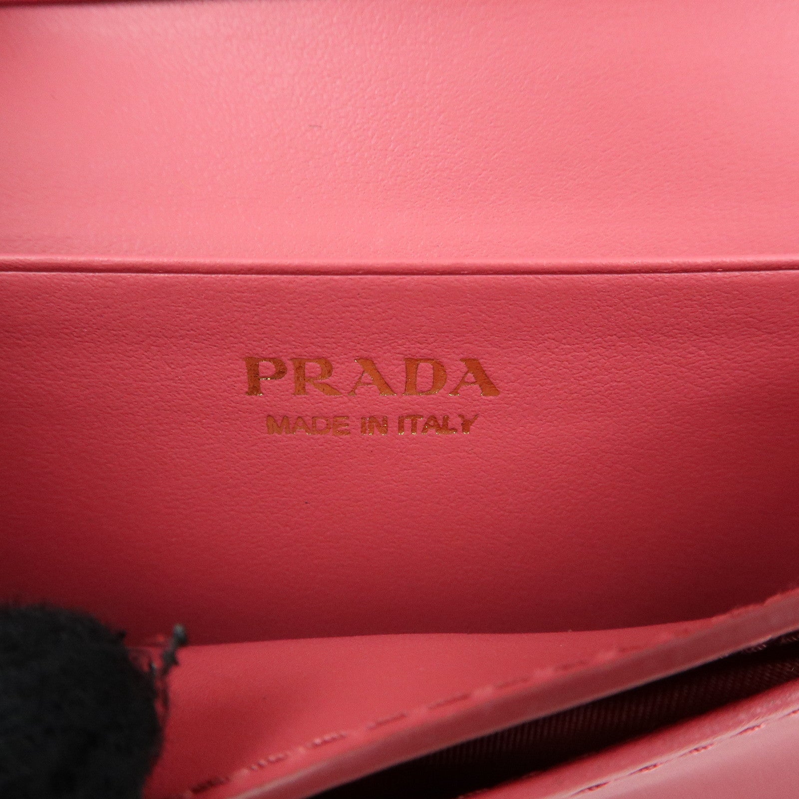 PRADA Ribbon Motif Saffiano Leather Card Case Card Holder Pink