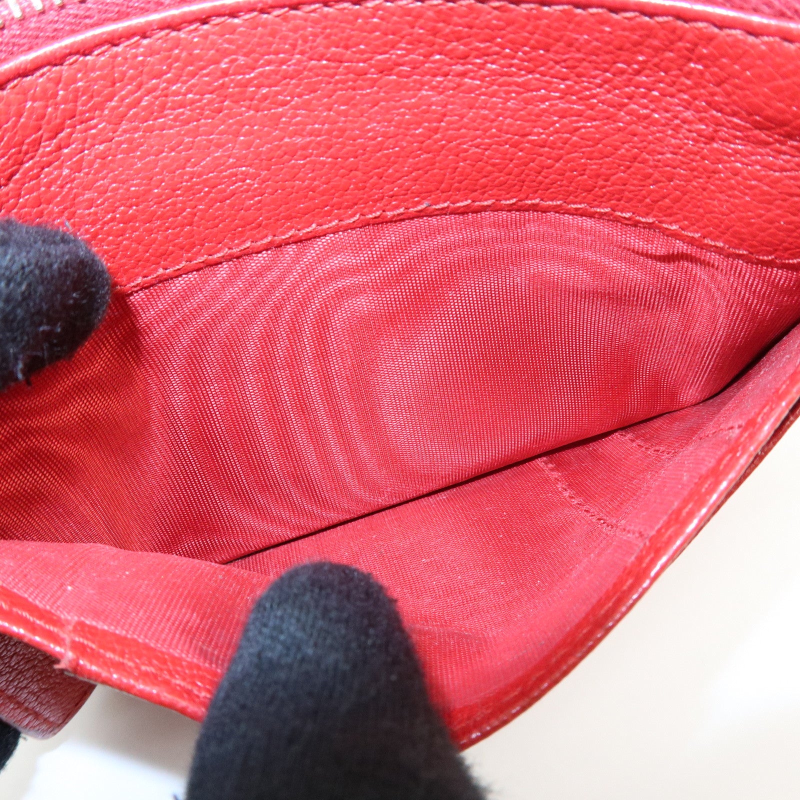 MIU MIU Madras Leather Slim Card Holder Fragment Coin Case Red 5MC446