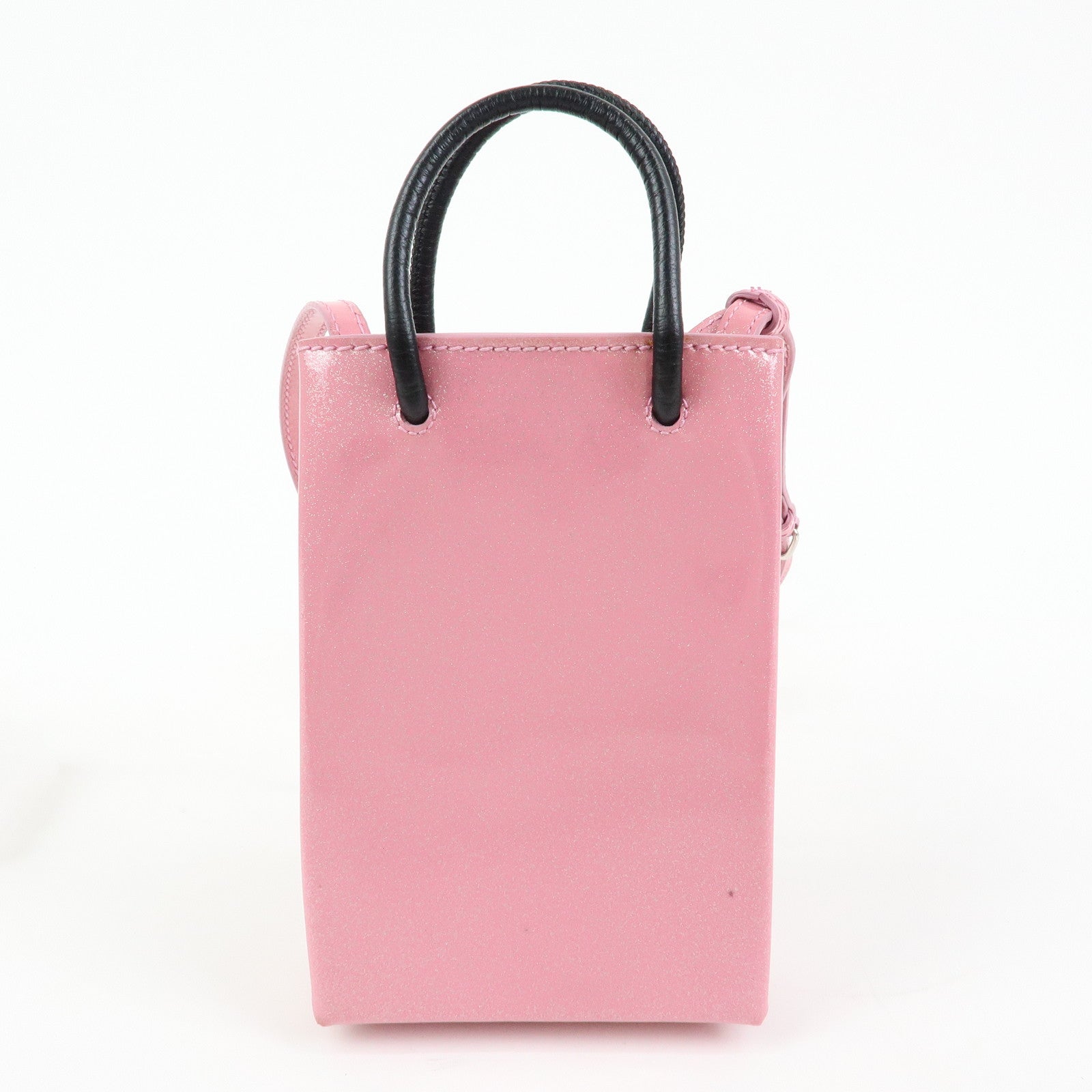 BALENCIAGA Patent Leather Shopping Phone Holder 2Way Bag Pink 593826