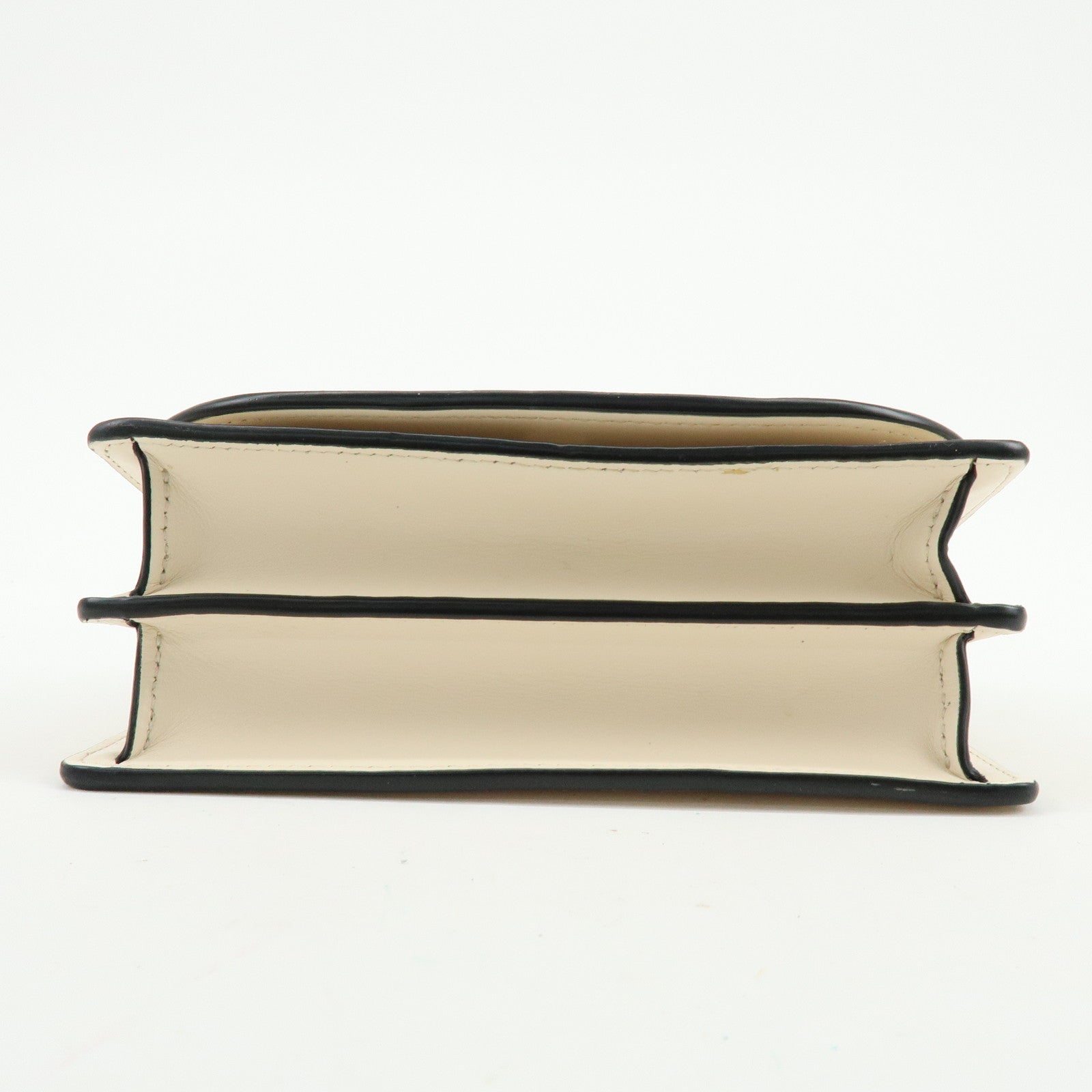 VALENTINO V Logo Leather Chain Shoulder Bag Crossbody Bag Ivory