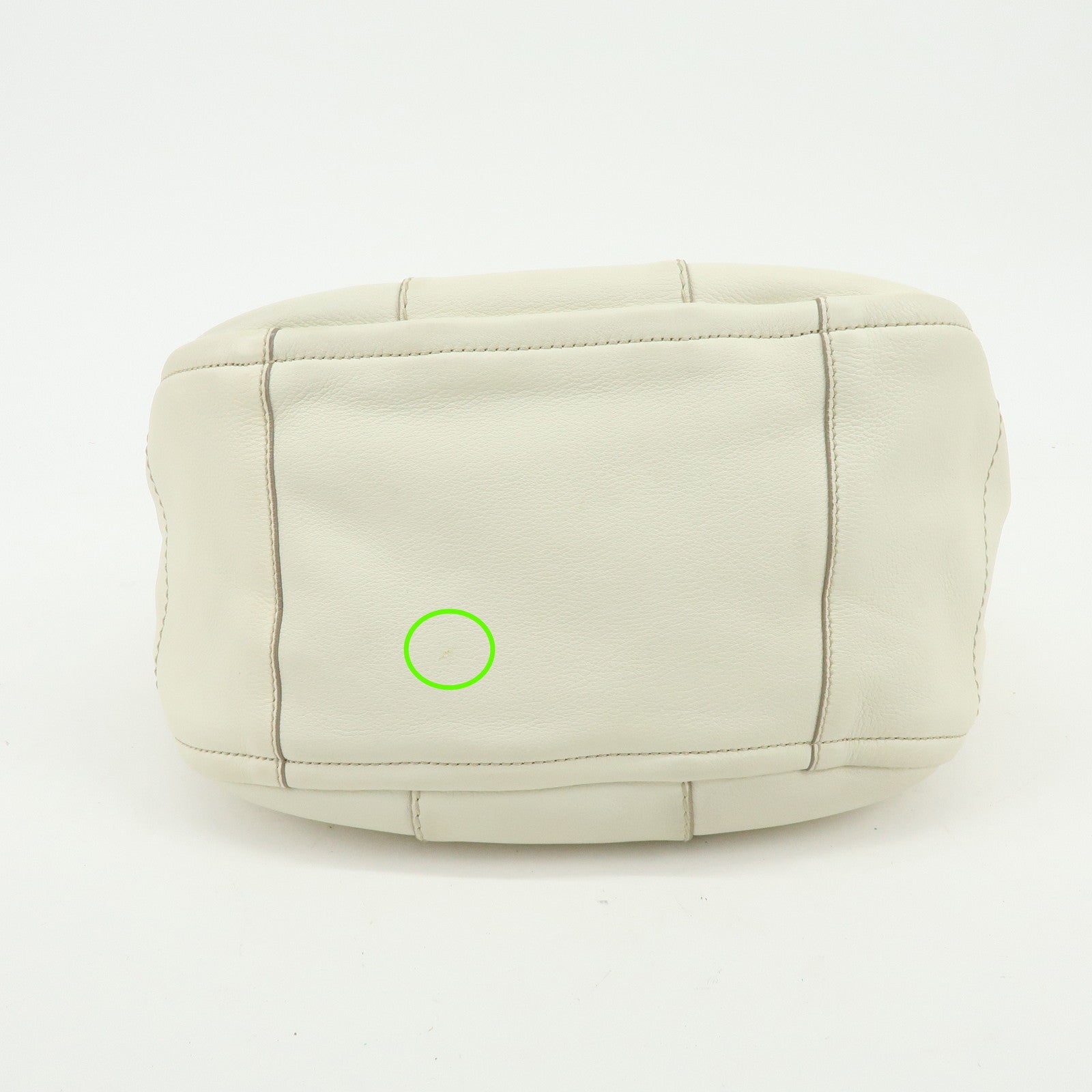 Ferragamo Gancini Leather Shoulder Bag Hand Bag Ivory