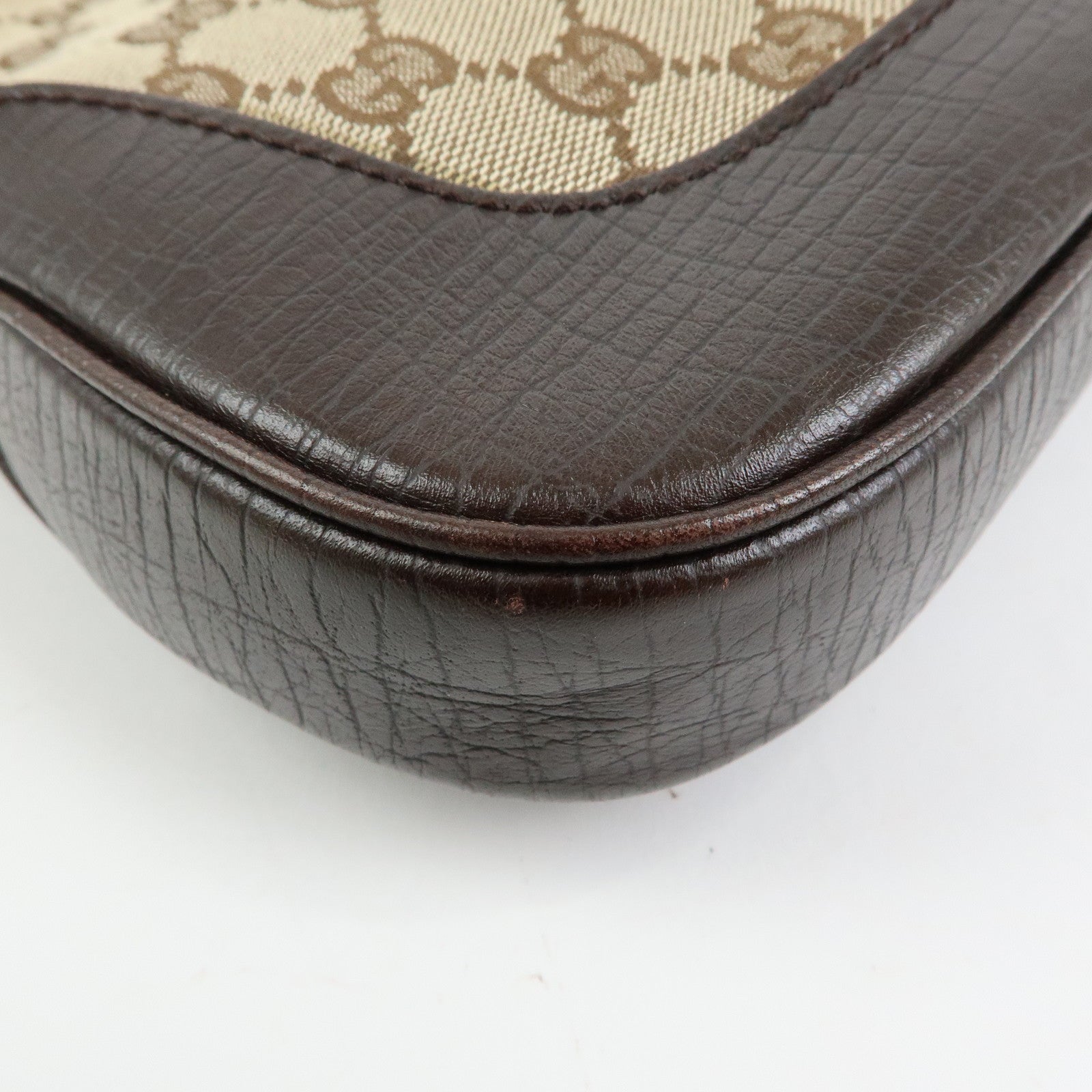 GUCCI Sherry Jackie GG Canvas Leather Shoulder Bag Hand Bag Bown 00963