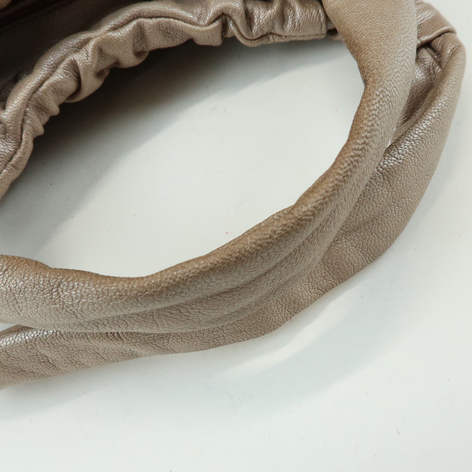 Ferragamo Gancini Leather Hand Bag Shoulder Bag Braid Pink Beige