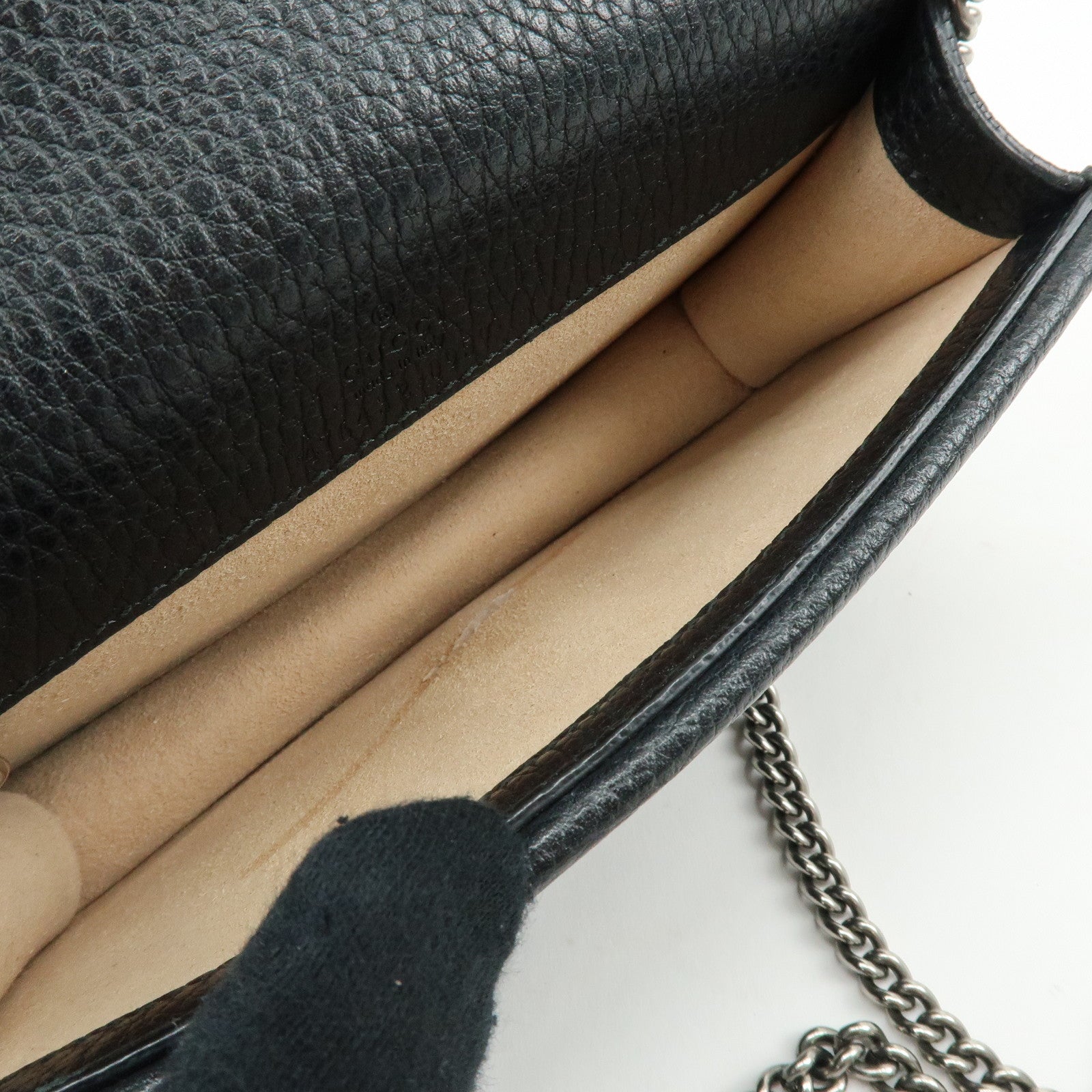 GUCCI Dionysus Super Mini Bag Leather Chain Shoulder Bag Black