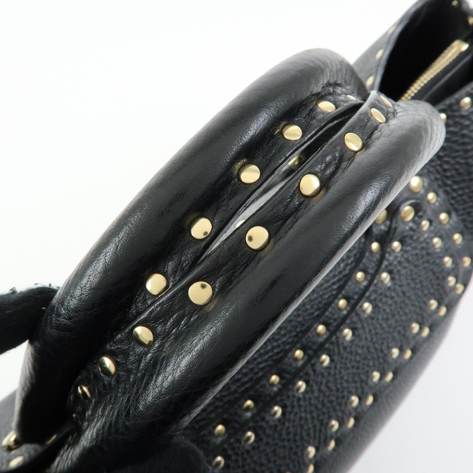 CELINE Boogie Bag Leather Hand Bag Tote Bag Studs Black