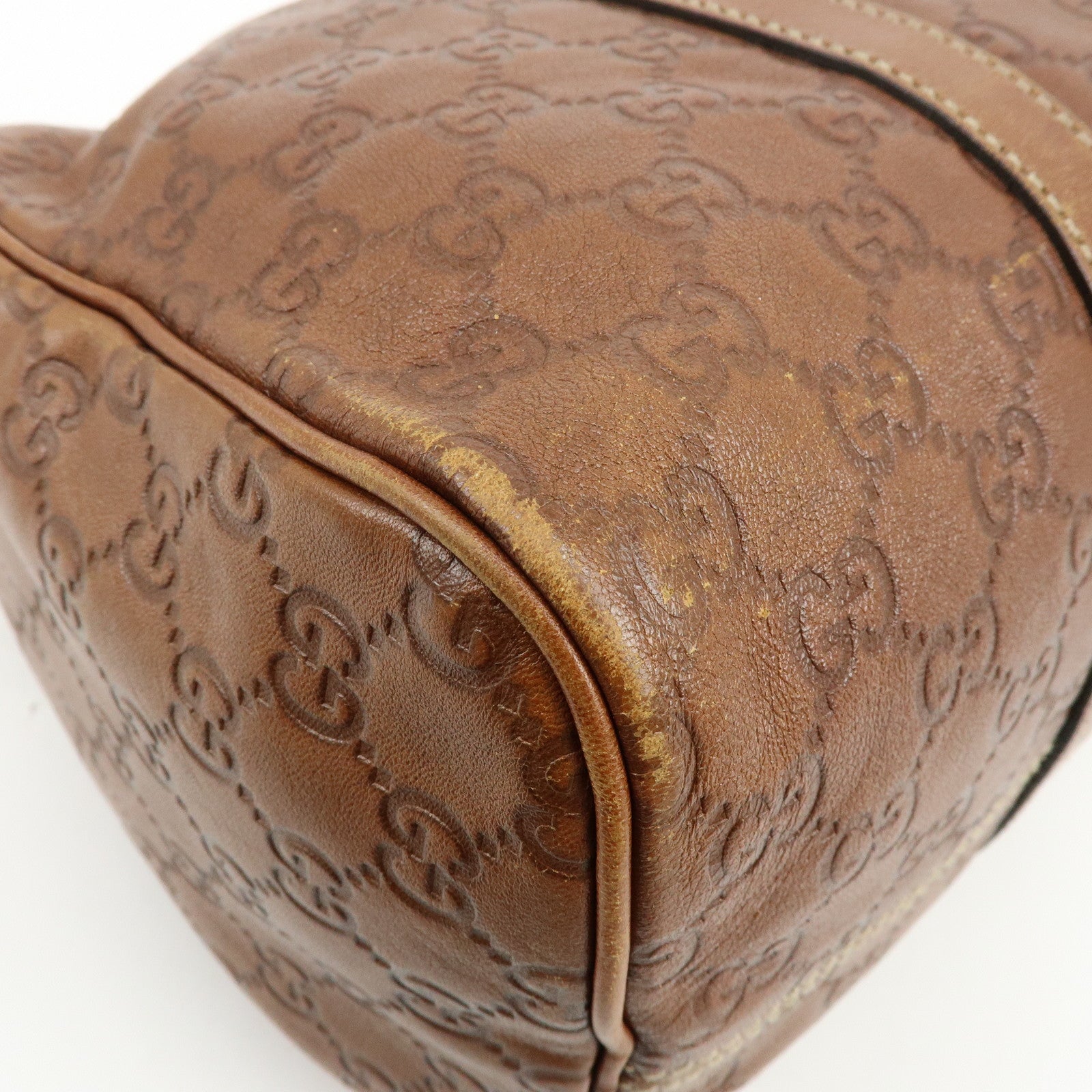 GUCCI Guccissima Leather Boston Bag Hand Bag Brown 193603