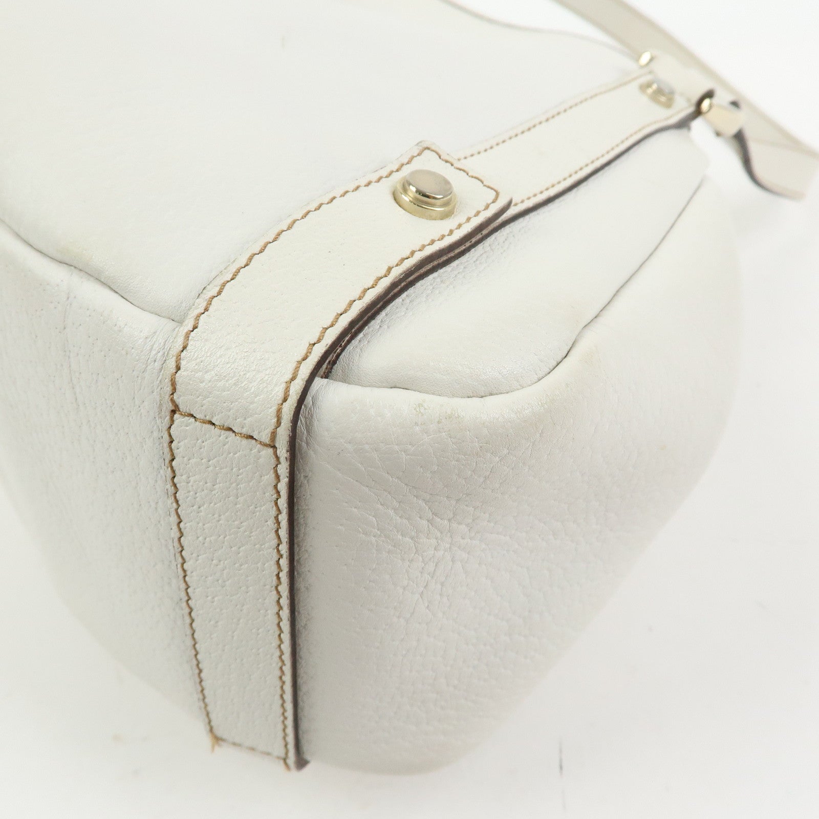 Gucci Abbey Leather Tote Bag Shoulder Bag Hand Bag White 130736