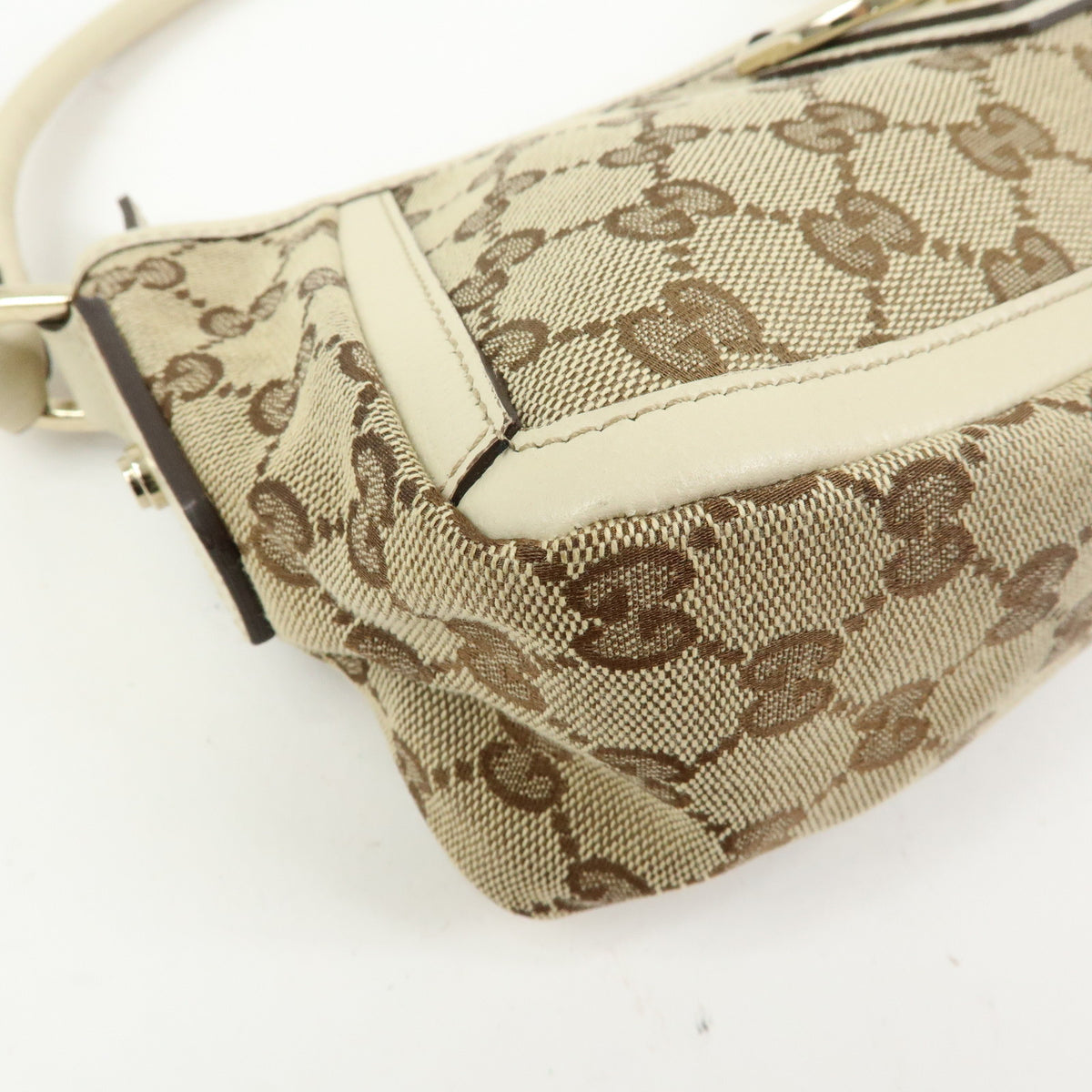 GUCCI Abbey GG Canvas Leather Mini Shoulder Bag Beige Ivory 130939