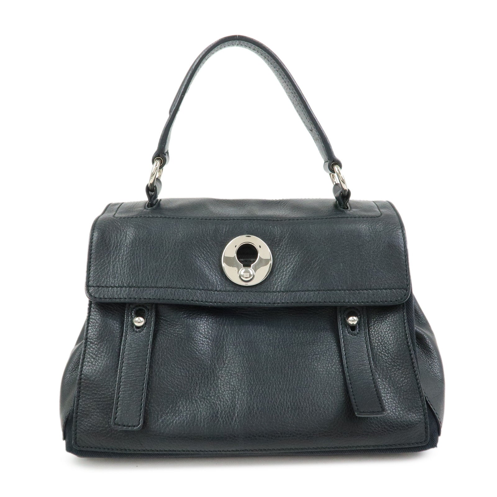 SAINT LAURENT PARIS Muse Two Leather 2Way Hand Bag Black