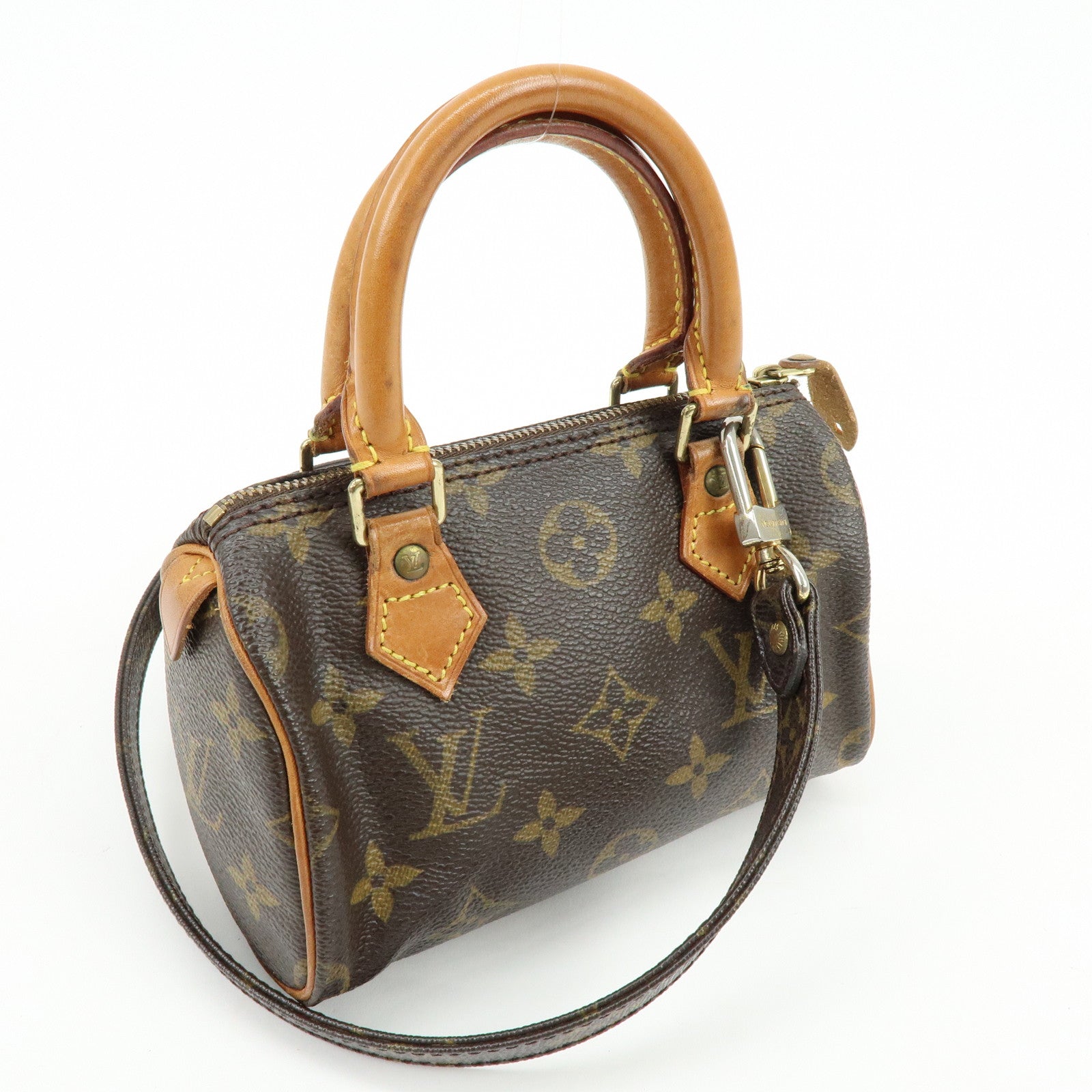 Louis Vuitton Monogram Canvas Mini Speedy Hand Bag & Strap M41534