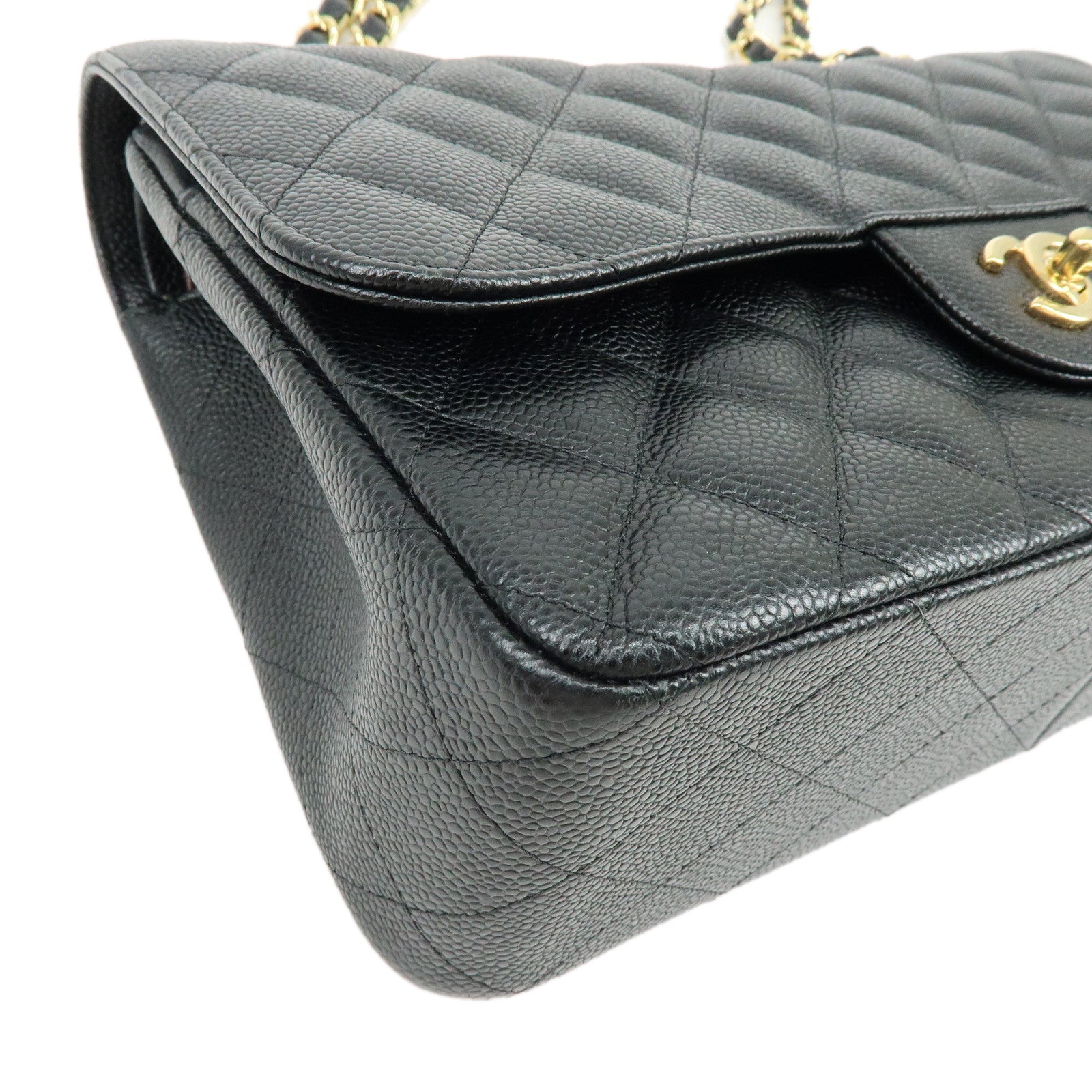 CHANEL Matelasse 30 Caviarskin W Flap Chain Shoulder Bag A58600