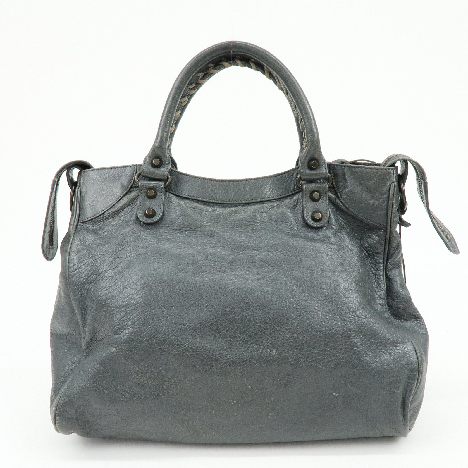 BALENCIAGA Classic Velo Leather Hand Bag Grey 235216