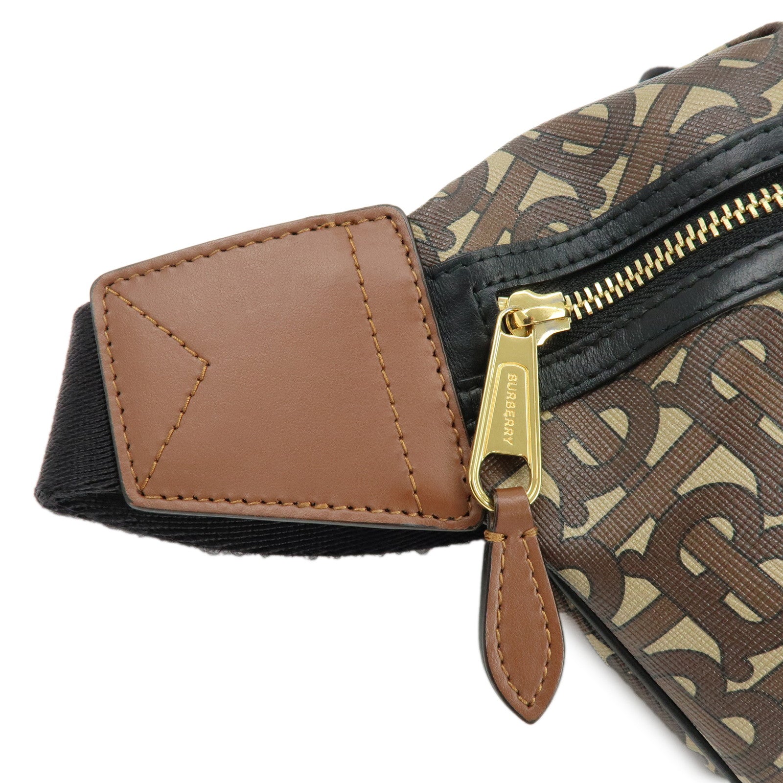 BURBERRY TB Monogram Stripe PVC Leather Waist Bag Body Crossbody Bag