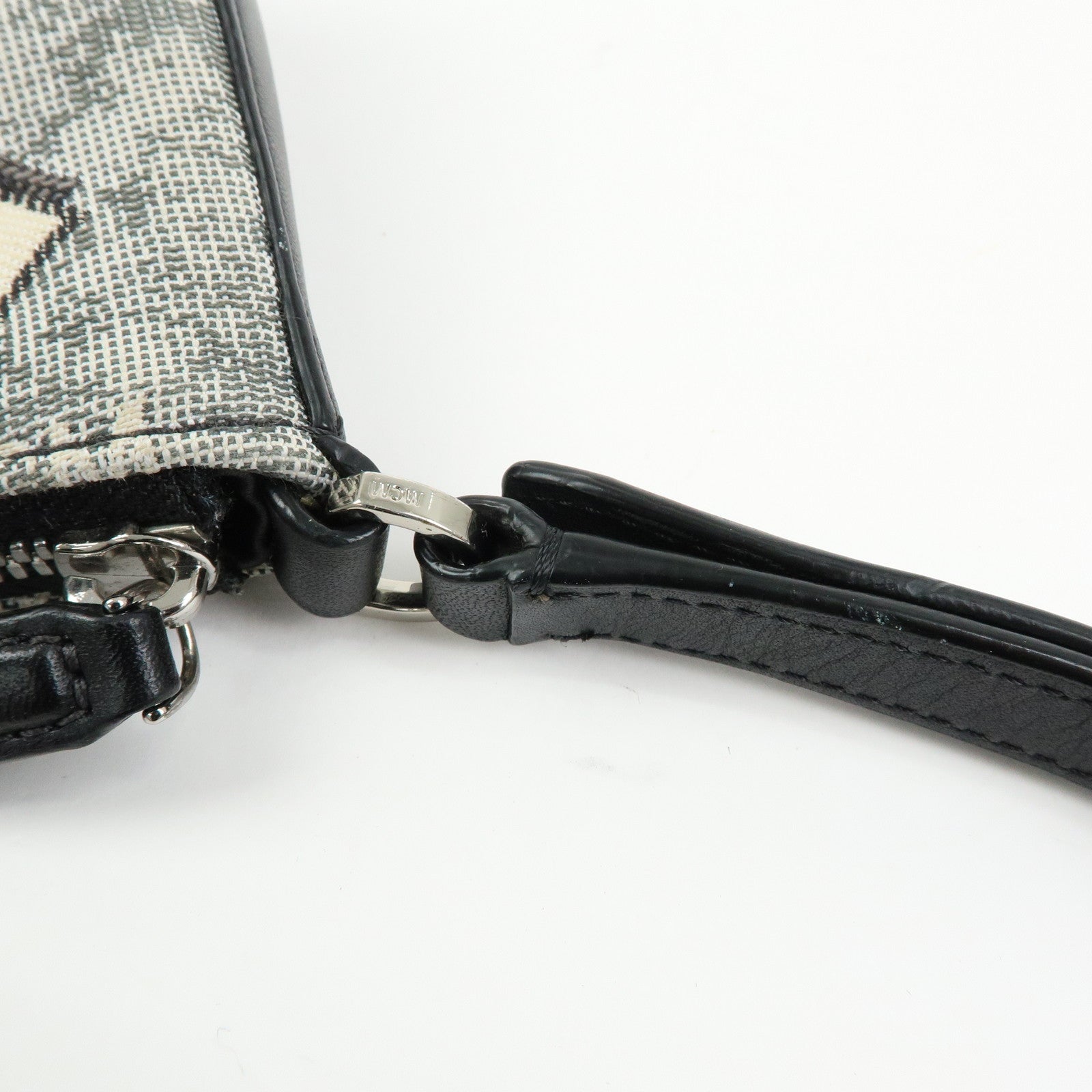 MCM Visetos Jacquard Canvas Leather 2Way Bag Shoulder Bag Grey Black