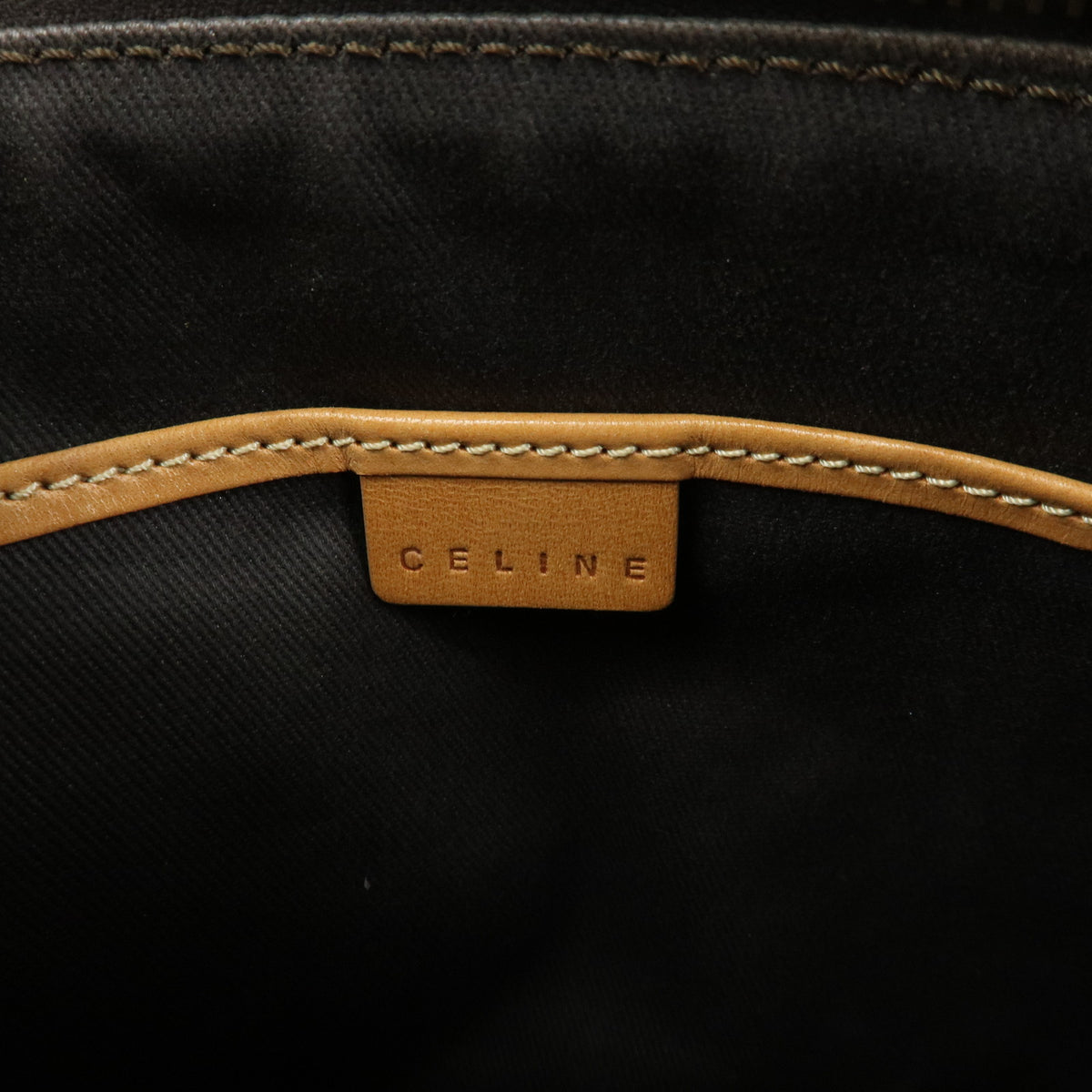 CELINE Macadam Leather Shoulder Bag Brown