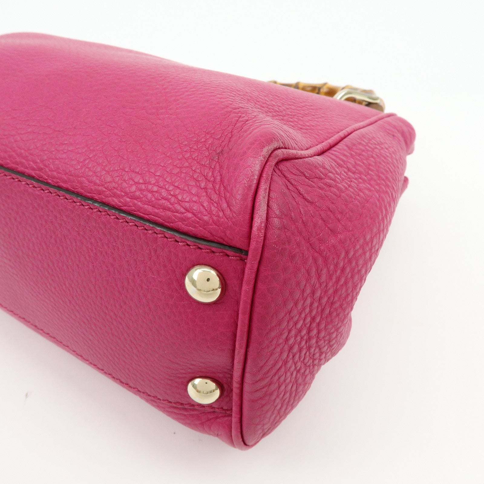 GUCCI Bamboo Shopper Small Leather 2Way Bag Hand Bag Pink 336032