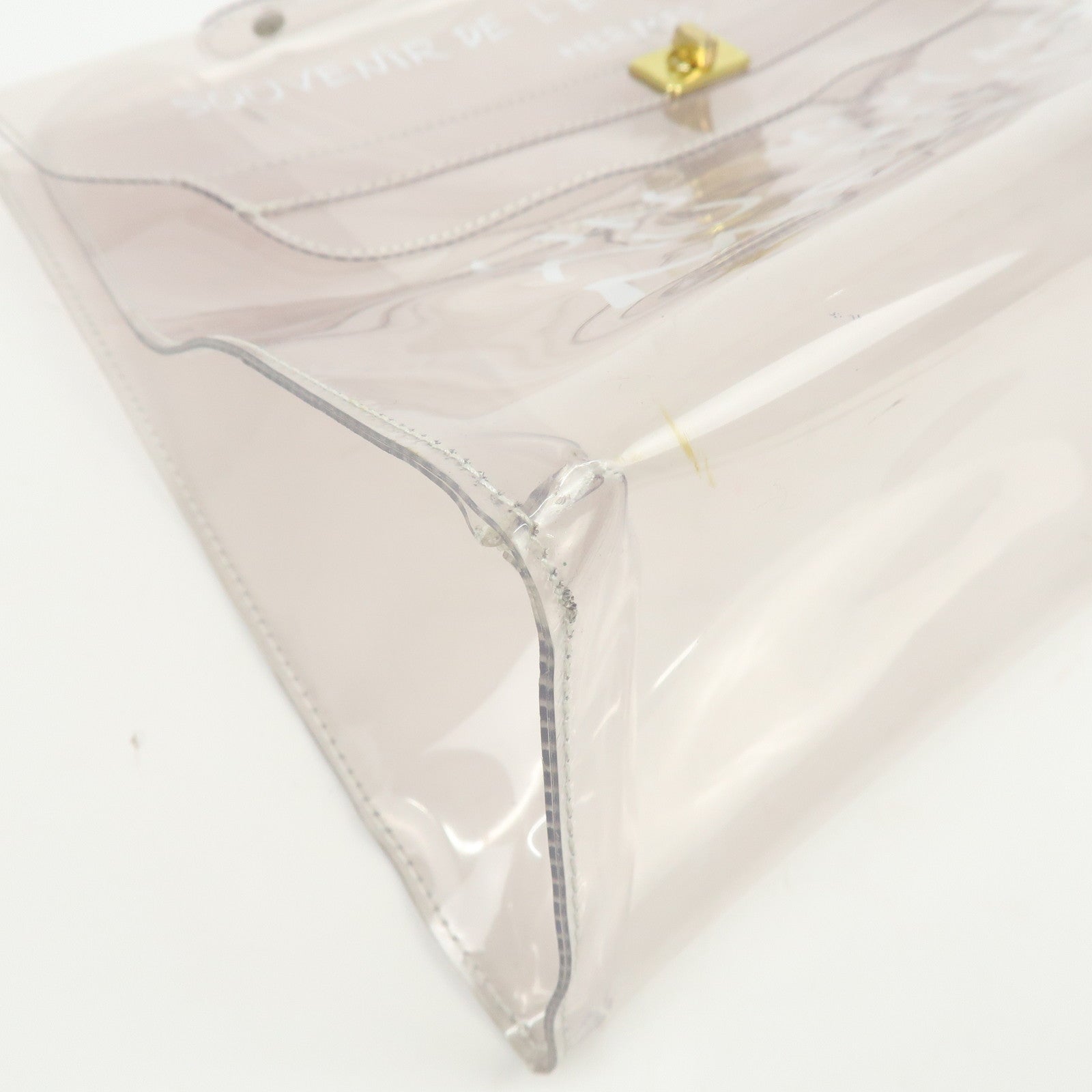 HERMES Kelly Vinyl Hand Bag Clear Transparent Gold