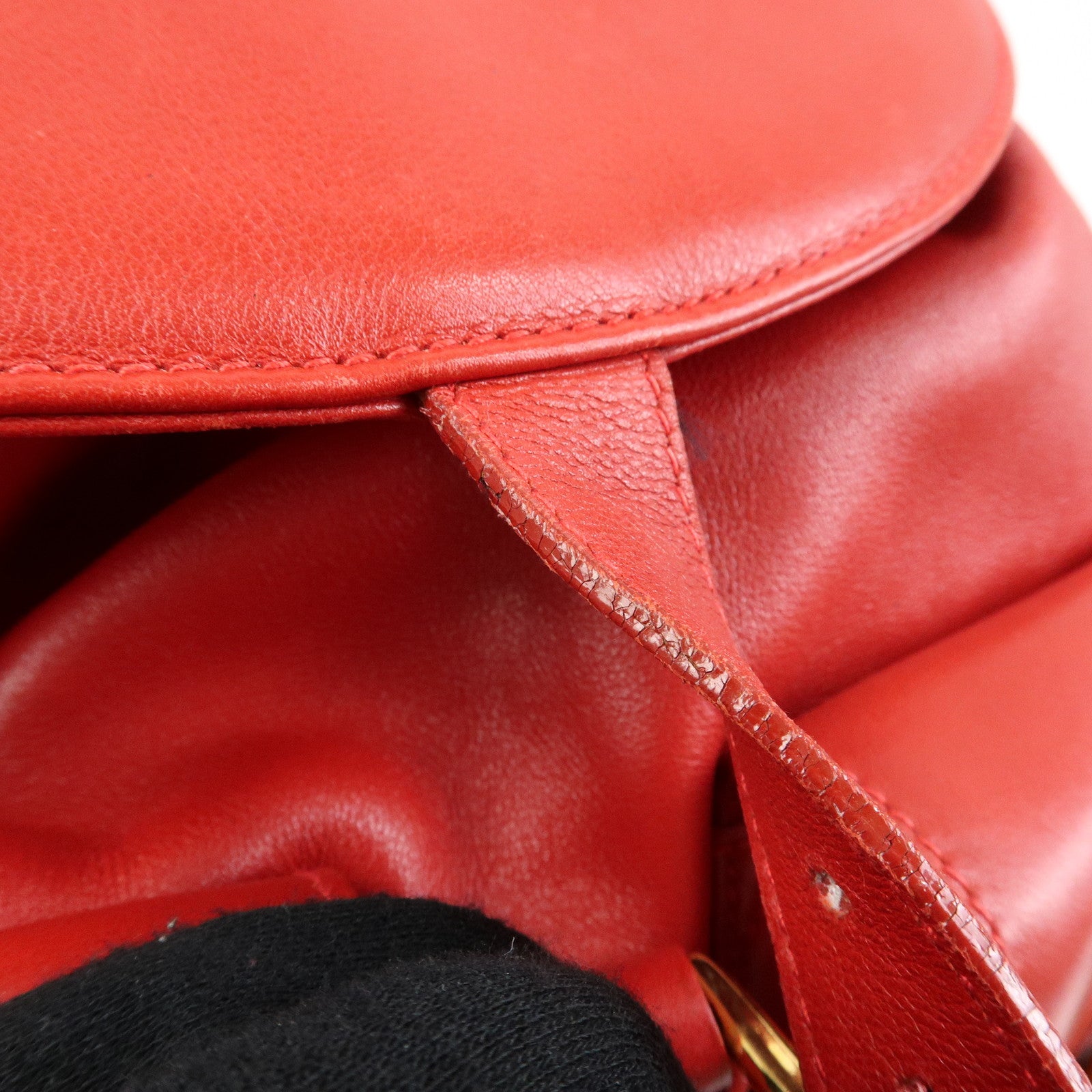 Gucci Bamboo Leather Backpack Rucksack Red 003・2058・0016
