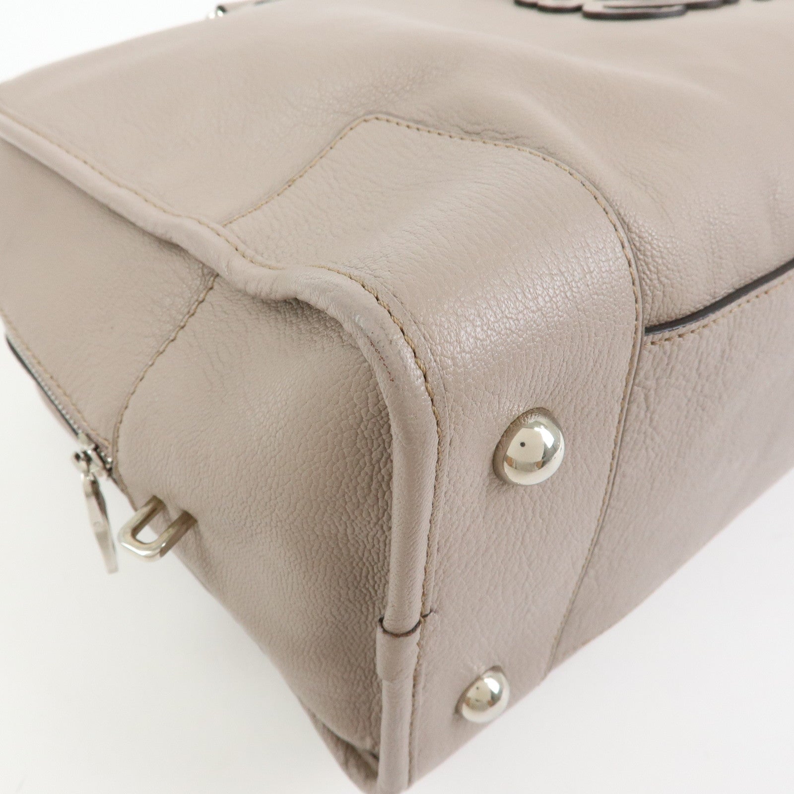 LOEWE Amazona 36 Anagram Leather Hand Bag Boston Bag Beige