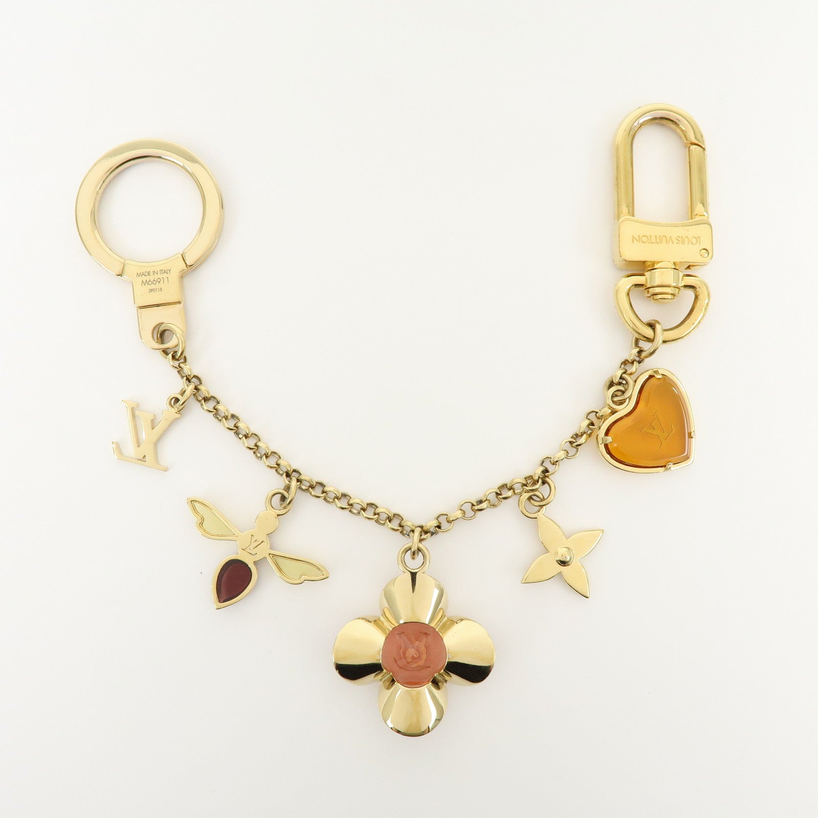 Louis Vuitton Bijou Sac Chaine Bee Fleur Bag Charm Gold M66911