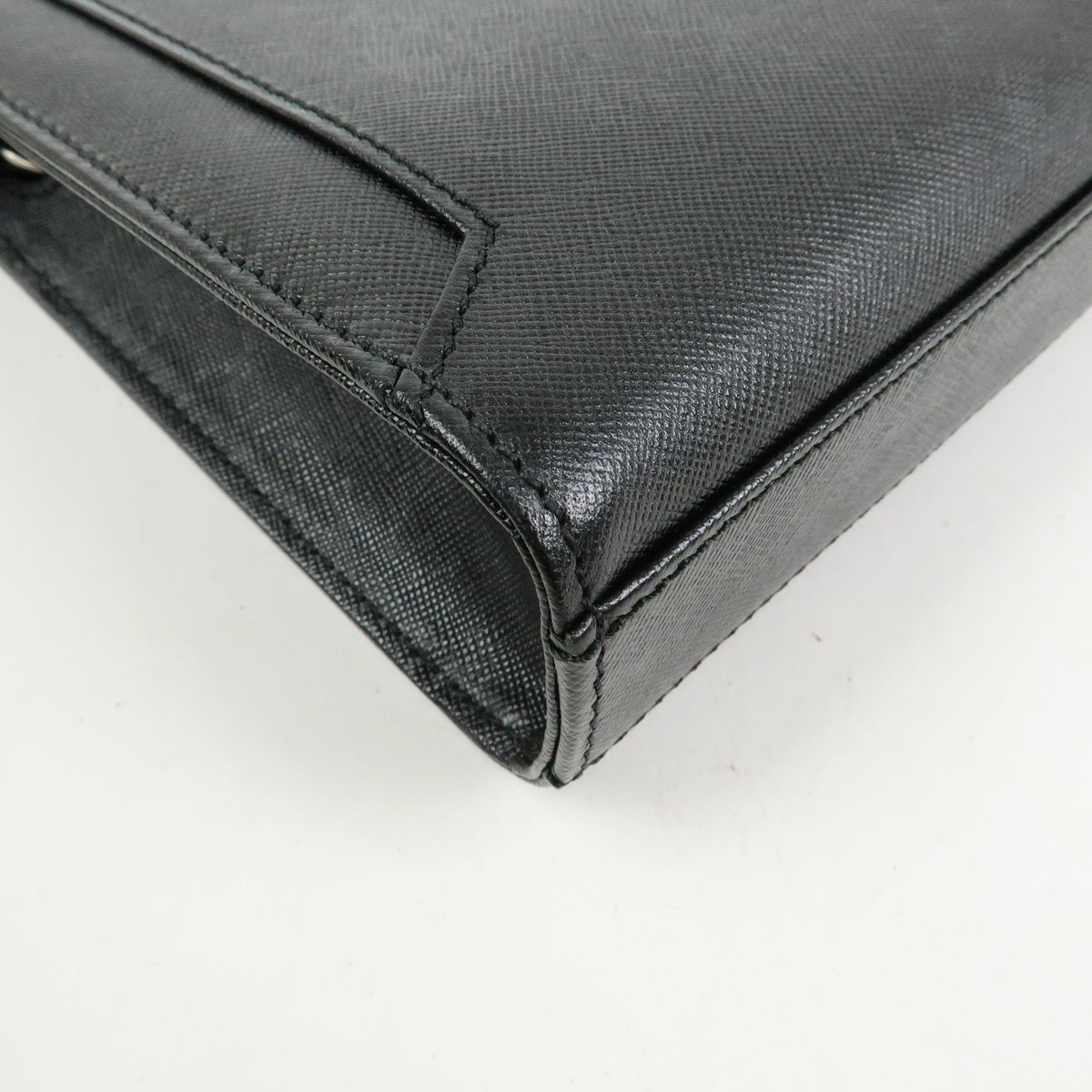 BURBERRY Saffiano Leather Clutch Bag Black