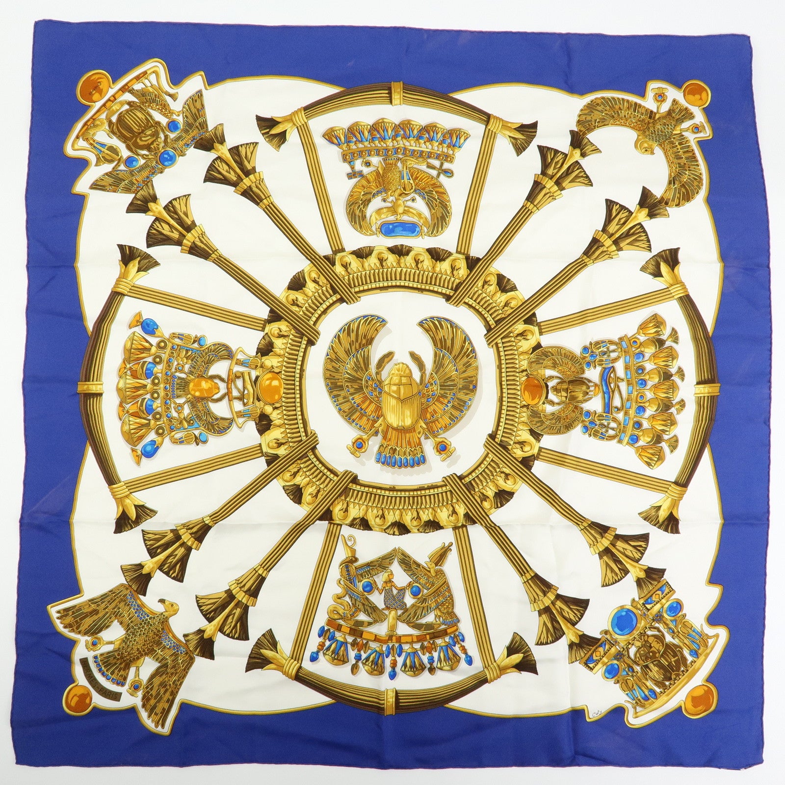 HERMES Carre 90 Lot of 2 Silk 100% Scarf brides de gala/caty Red Blue