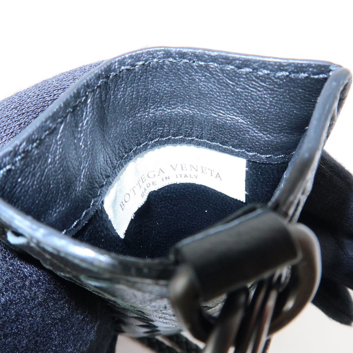 BOTTEGA VENETA Intrecciato Leather Shoulder Card Case Black