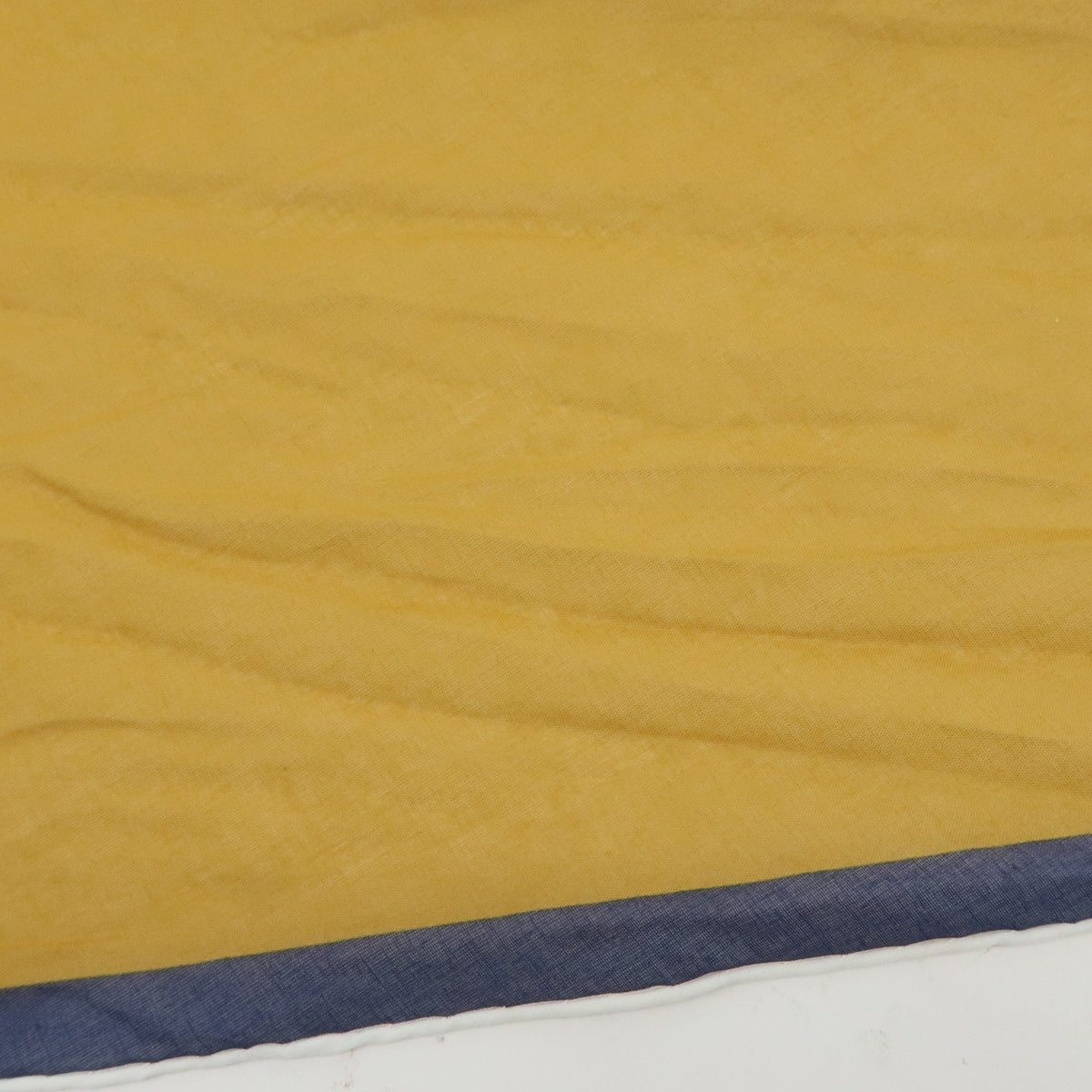 HERMES Cotton 100% Pointu Scarf Mustard Navy White