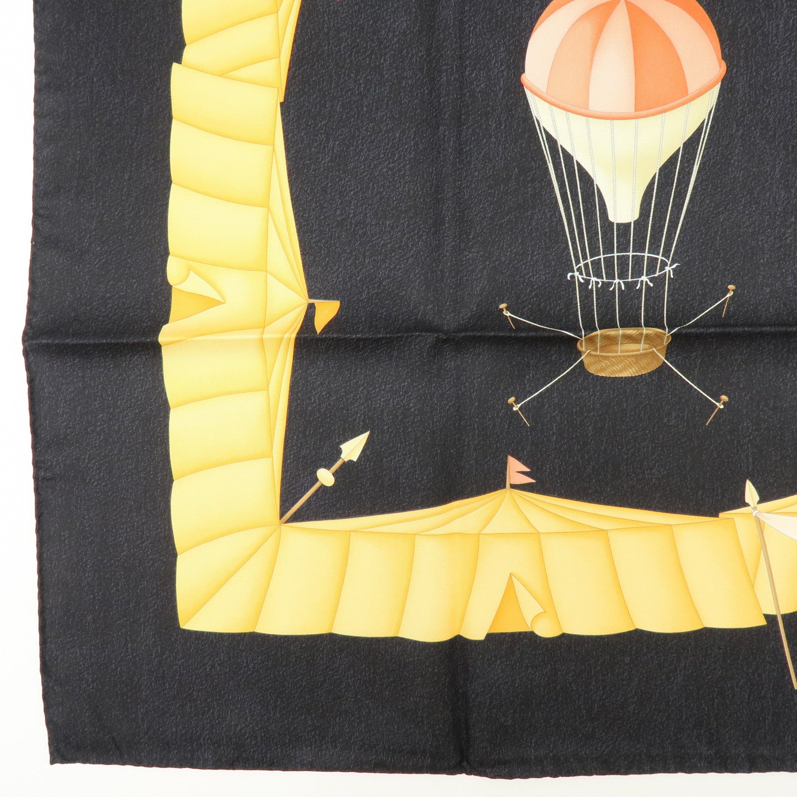 BVLGARI Set of 2 Silk 100% Scarf Balloon Motif Black Red Gold