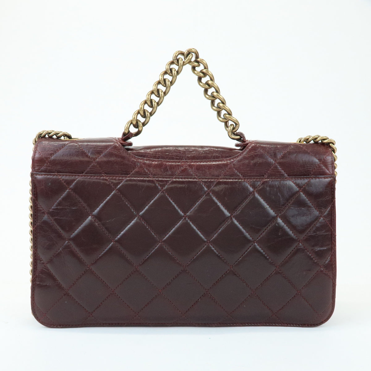 CHANEL Matelasse COCO Mark Leather Chain Shoulder Bag Burgundy