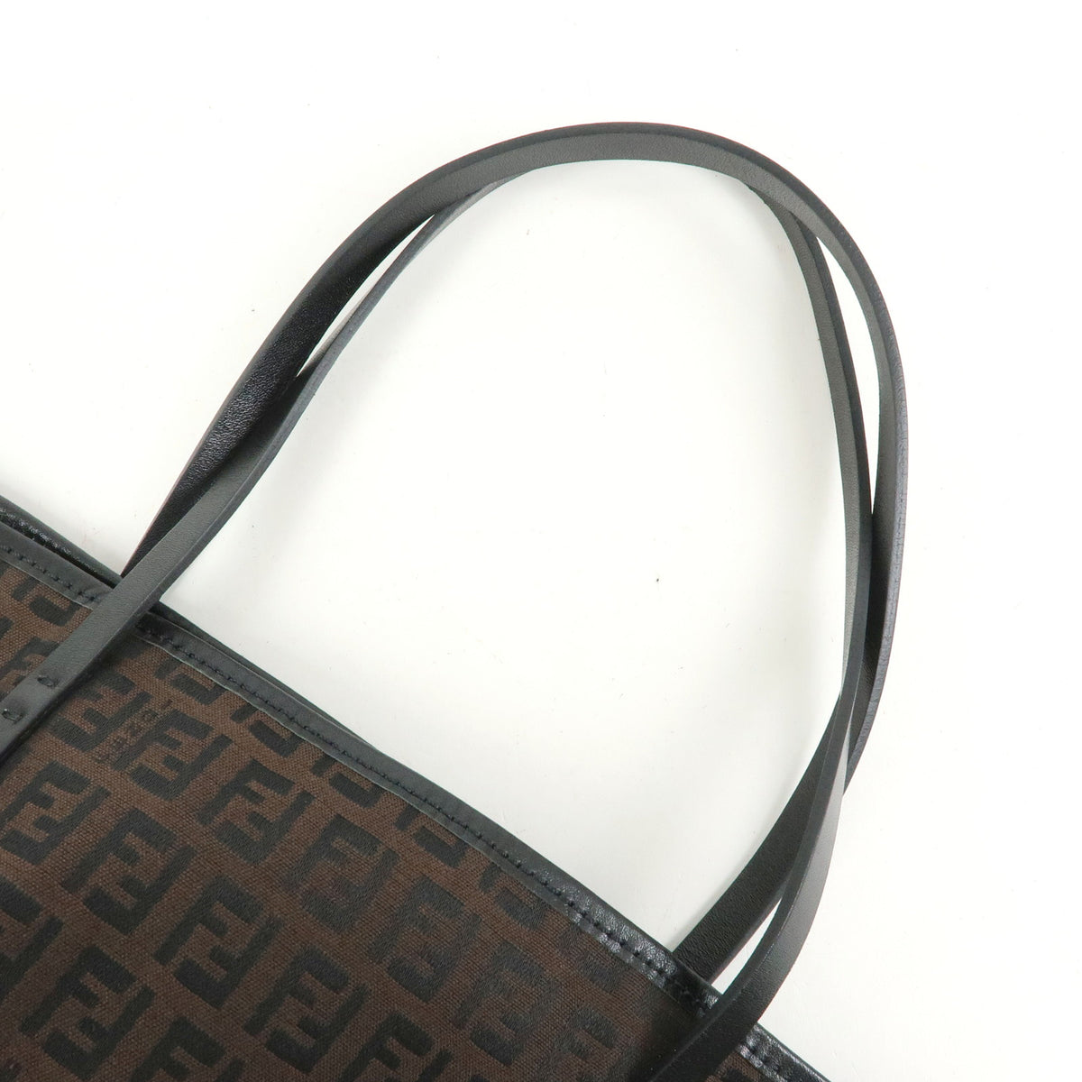 FENDI Zucchino Canvas Leather Tote Bag Shoulder Bag Brown 8BH005