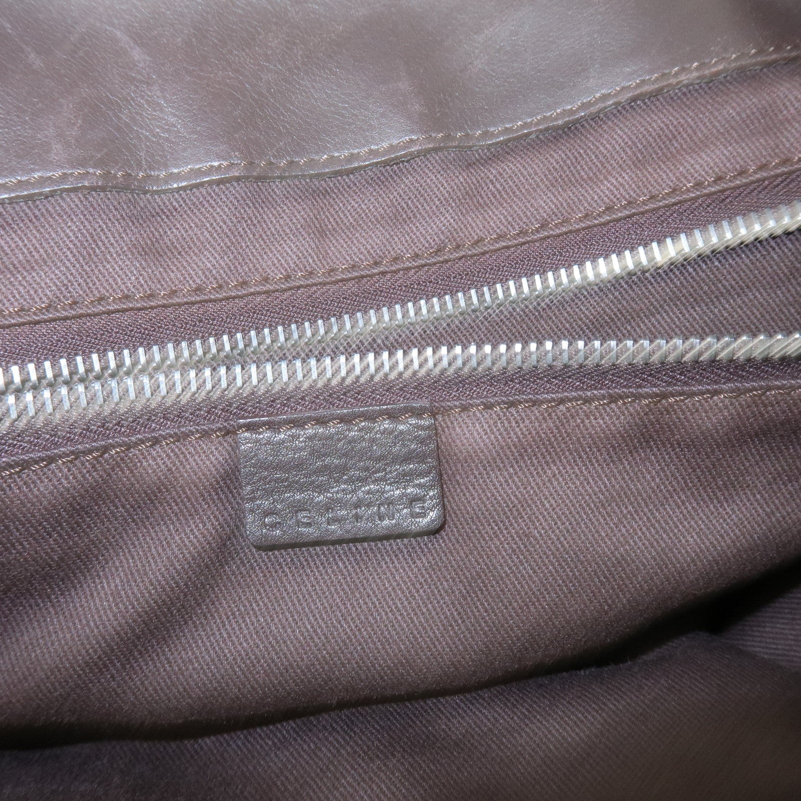 CELINE Macadam Boogie Bag Hand Bag Tote Bag Brown White Sticth