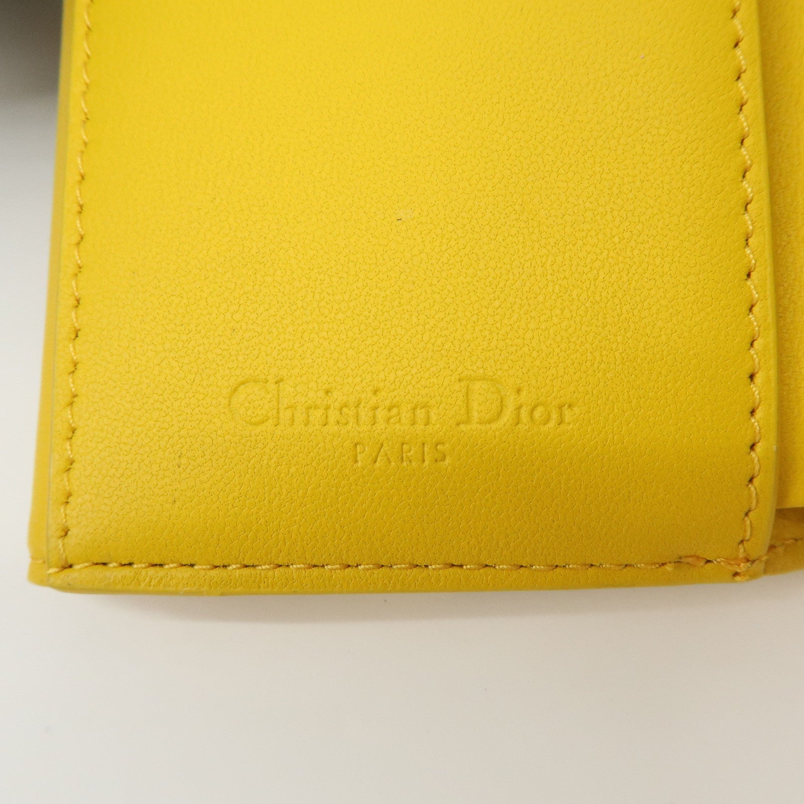 Christian Dior Lady Dior Cannage Leather Lotus Compact Wallet Yellow