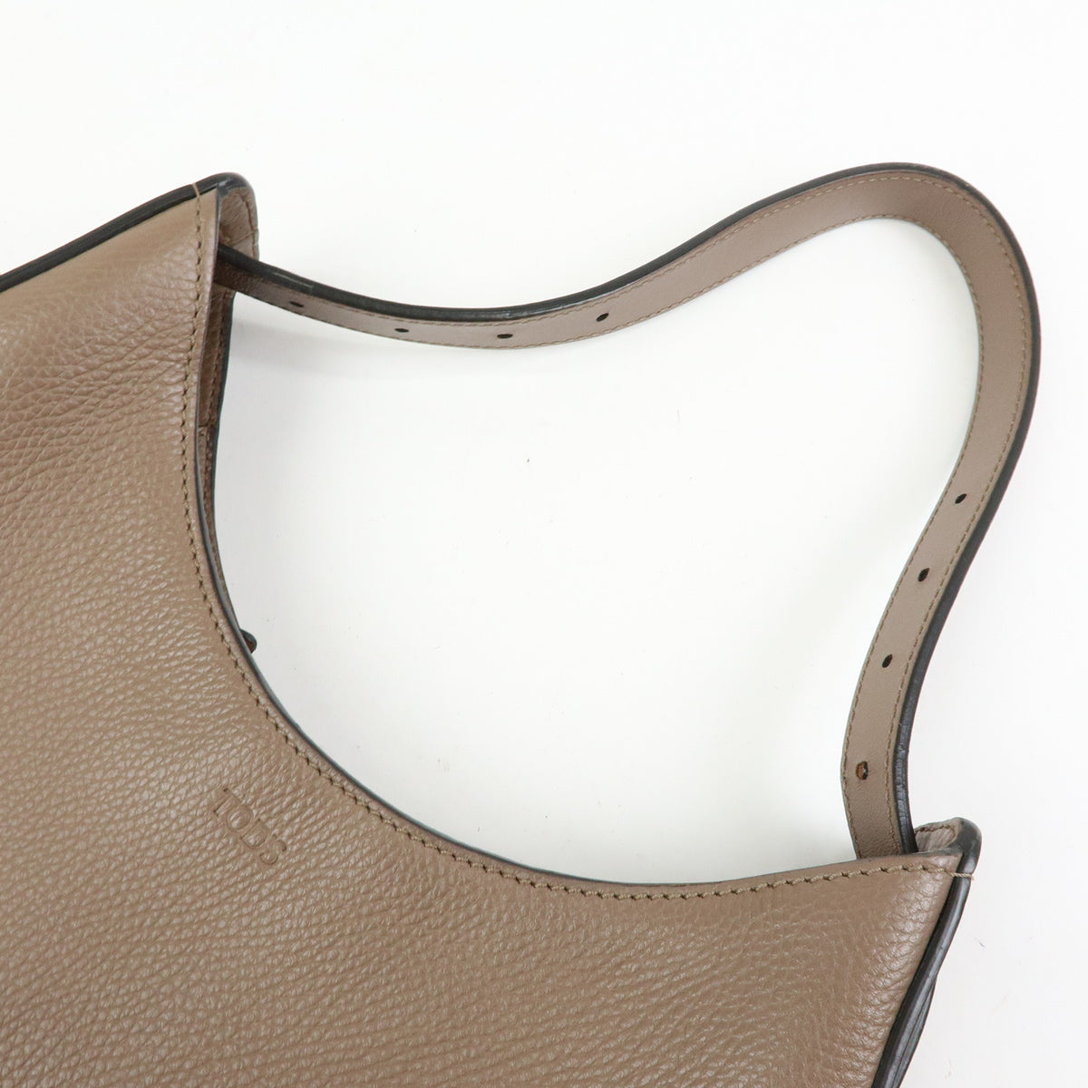 TOD'S  Oboe Leather Shoulder Bag Hand Bag Taupe Brown