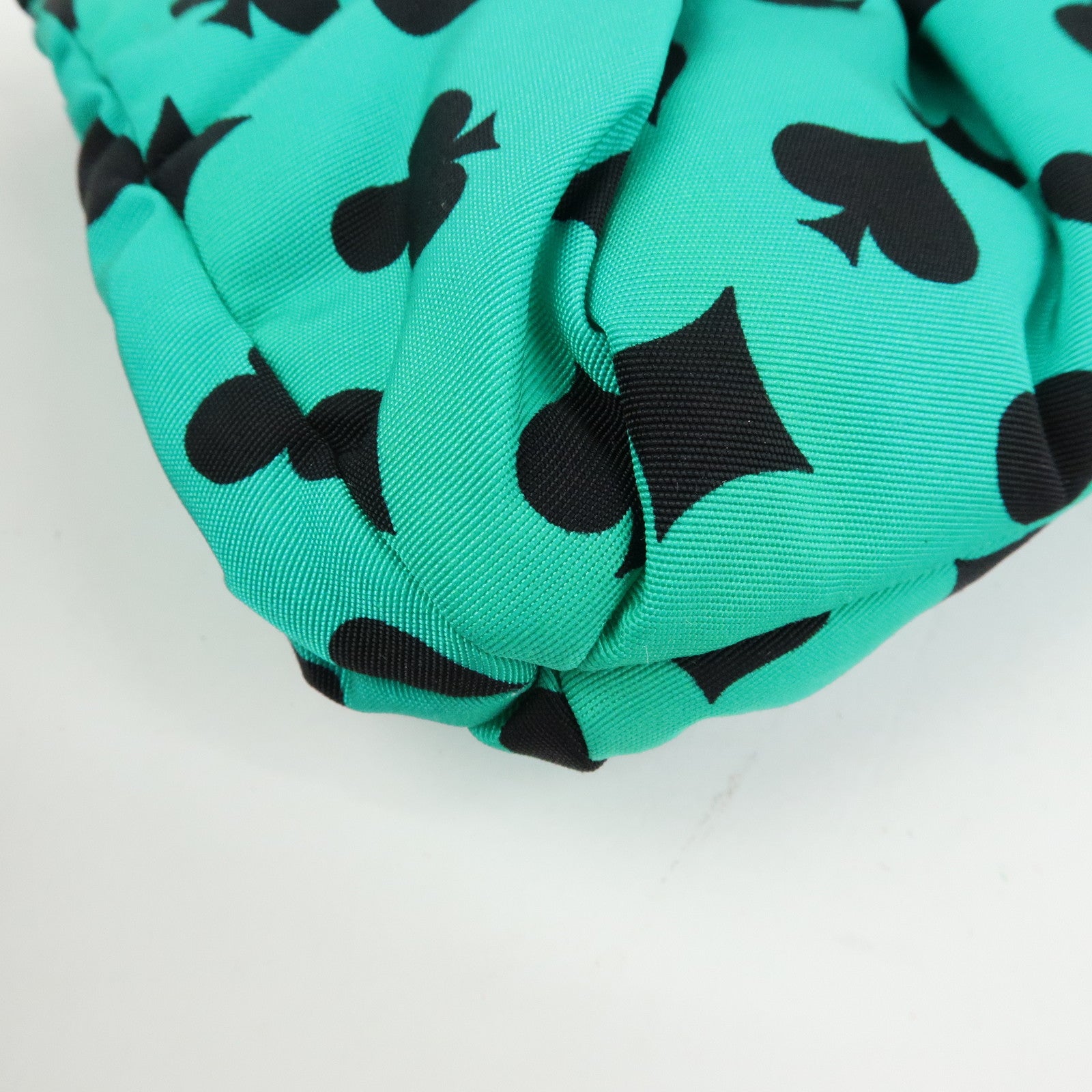 MIU MIU Nylon Playing Card Print Clutch Bag Cosmetic Pouch Green