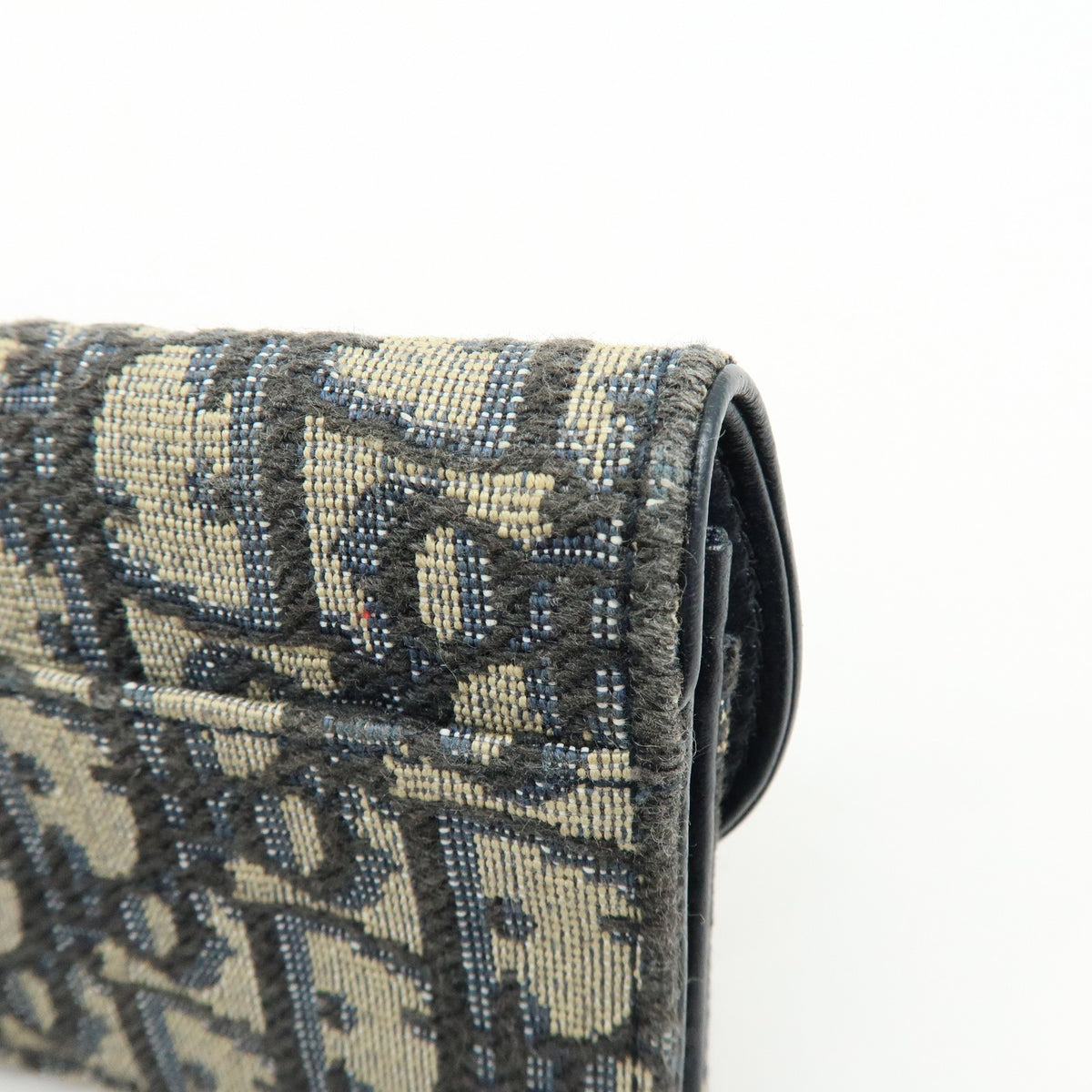 Christian Dior Oblique Saddle Jacquard Canvas Leather Card Case Navy
