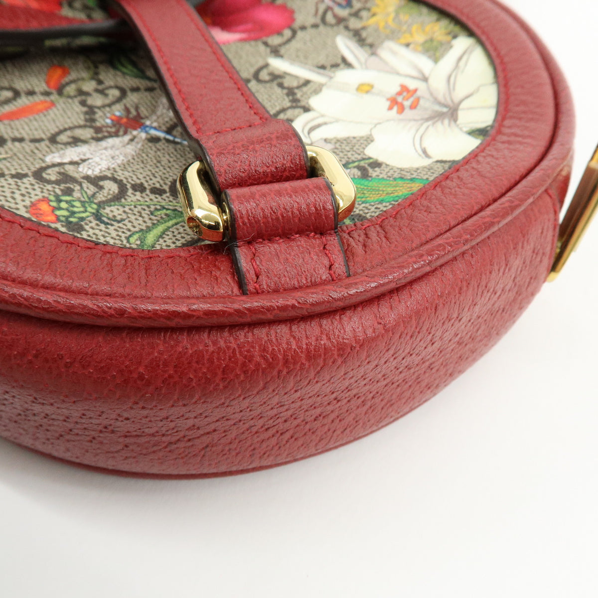 GUCCI Ophidia Sherry Flora GG Supreme Leather Backpack Red Beige 598661