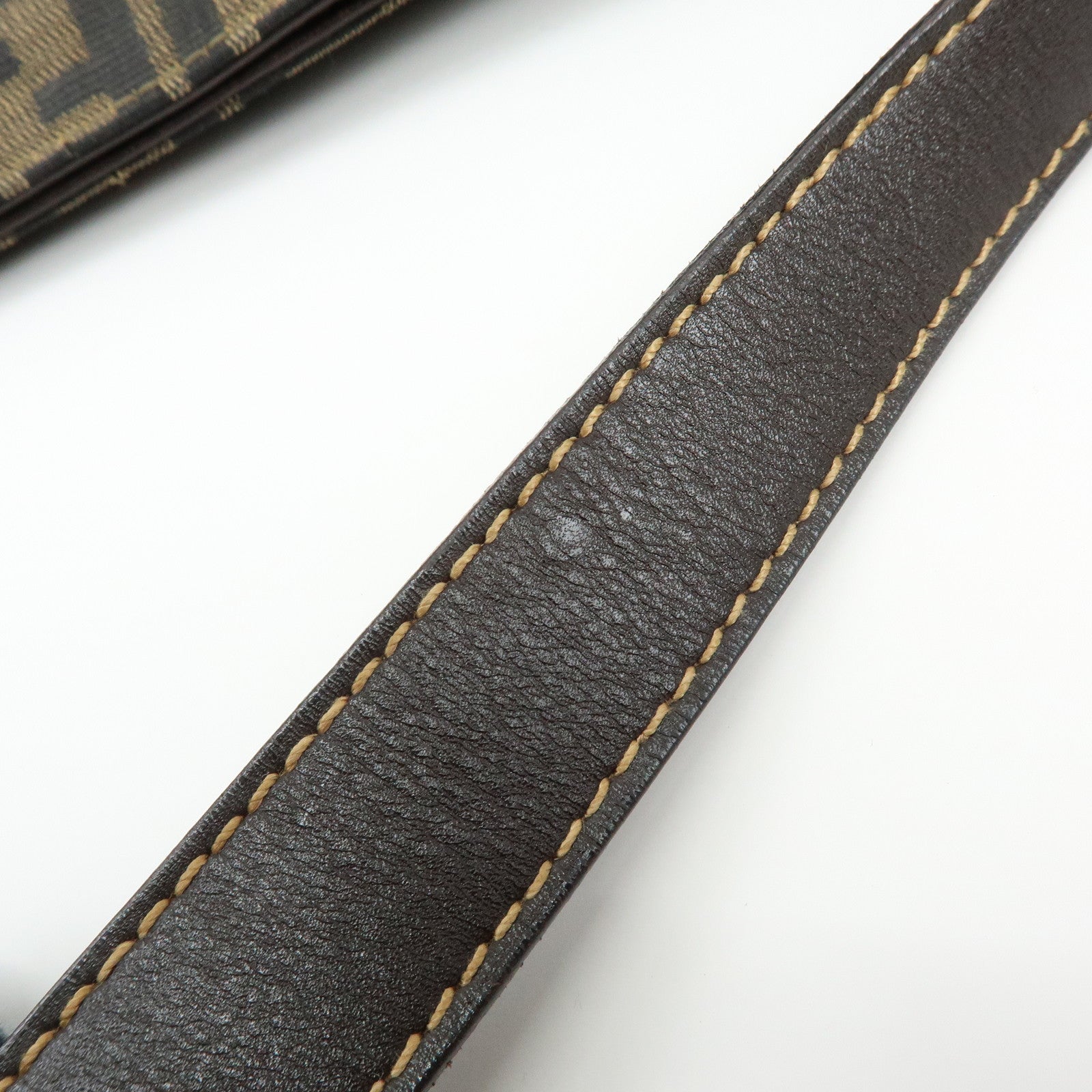 FENDI Zucca Jacquard Canvas Leather Shoulder Bag Brown Black